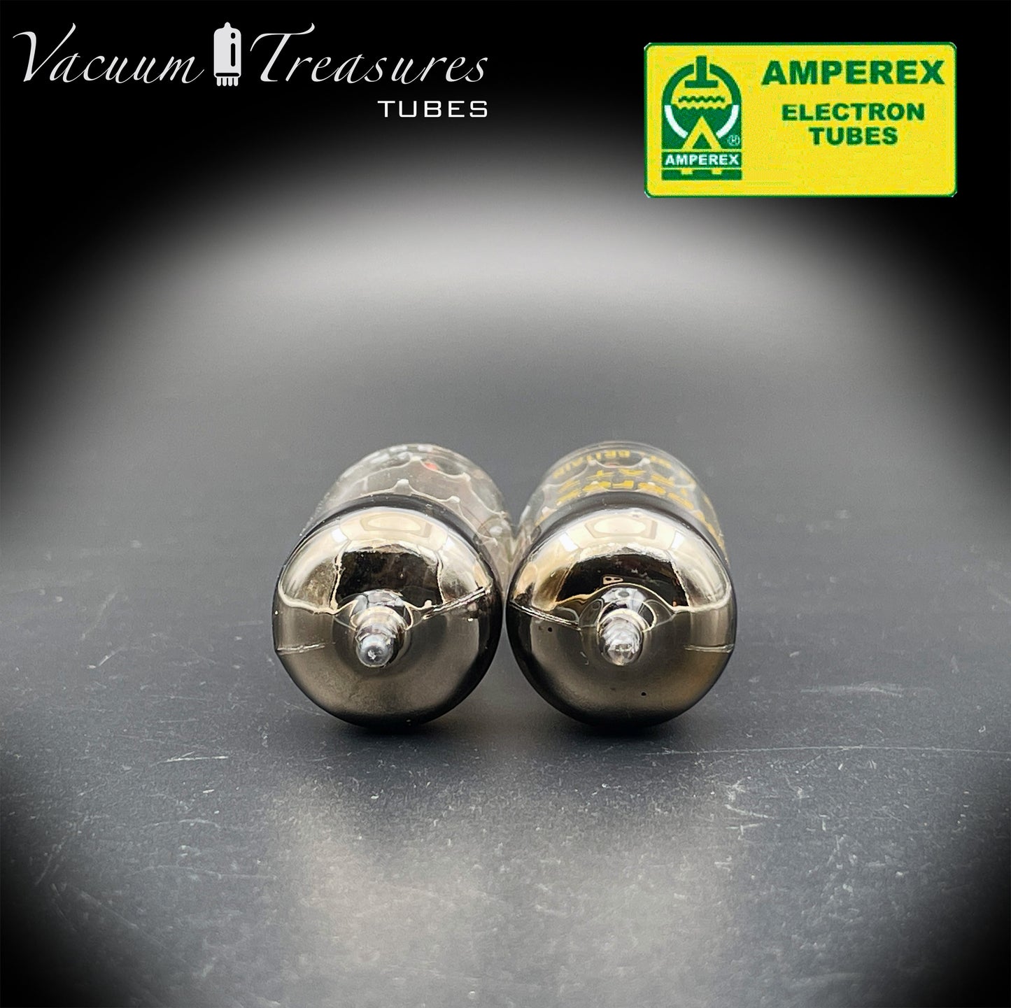 12AT7 ( ECC81 ) NOS NIB AMPEREX by Mullard, Blackburn Plant, Wing Gray Plates Halo Getter Matched Pair Tubes MADE IN GT. BRITAIN