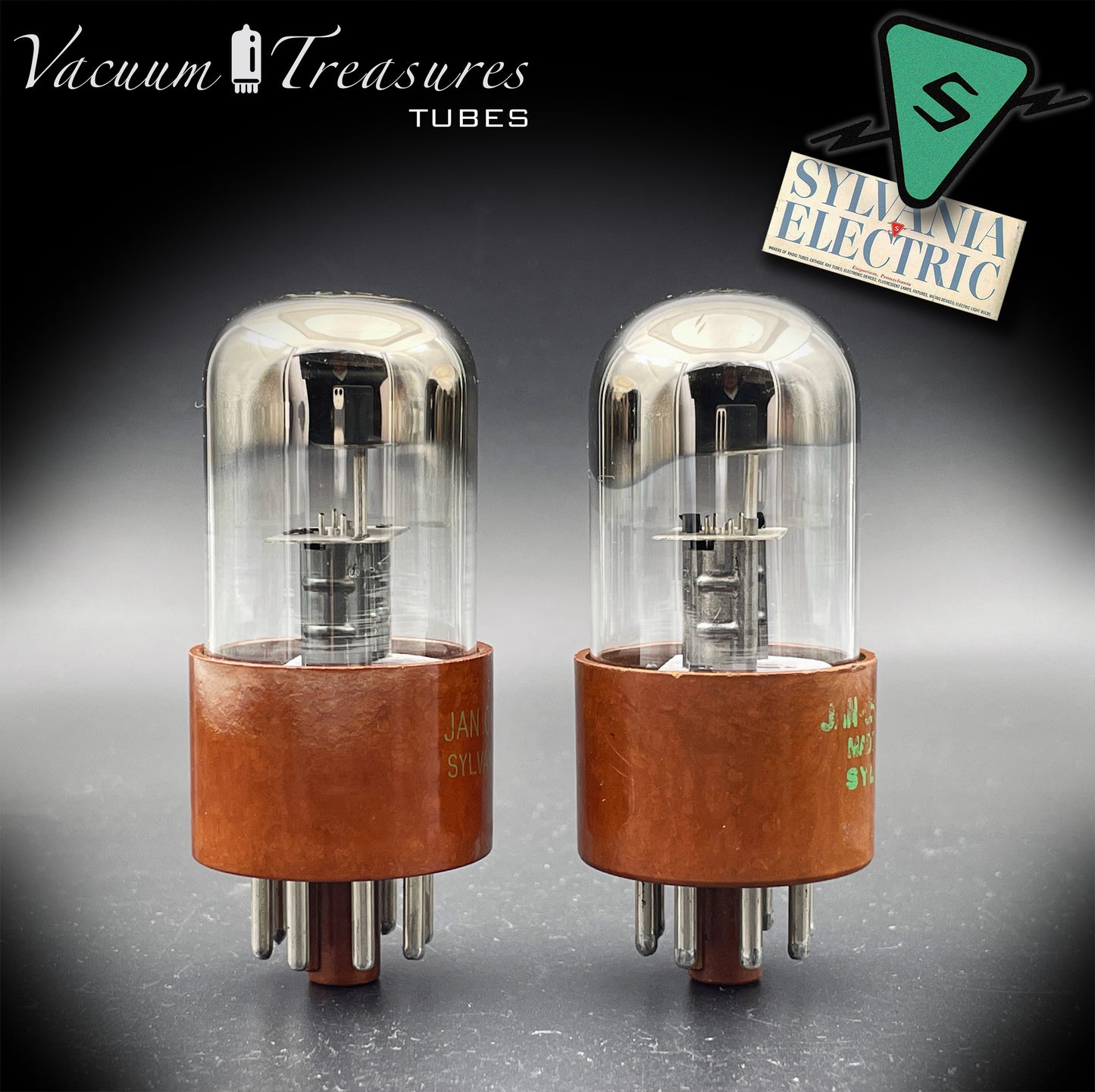 JAN-CHS 6SL7WGT NOS NIB SYLVANIA Brown Base Square Getter AMPLITREX Tested Pair Made in USA '50s