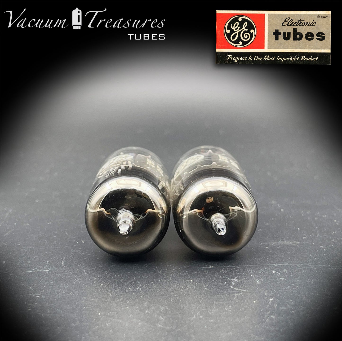 12B4A GE NOS Black Plates Halo Getter Low Noise &amp; Microphonic Matched Pair Tubes Made in USA