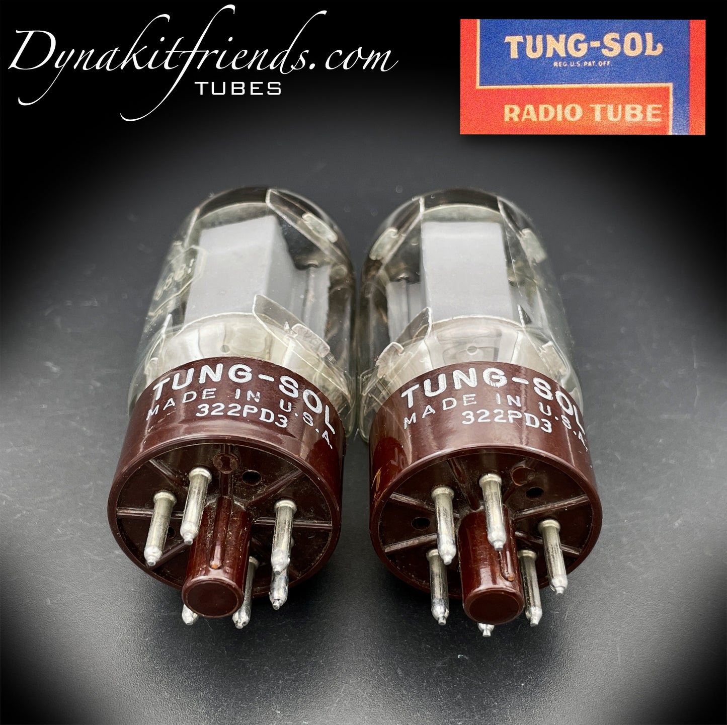 5881 (6L6WGB) TUNG-SOL passendes Paar Vakuumröhren mit braunem Sockel, hergestellt in den USA