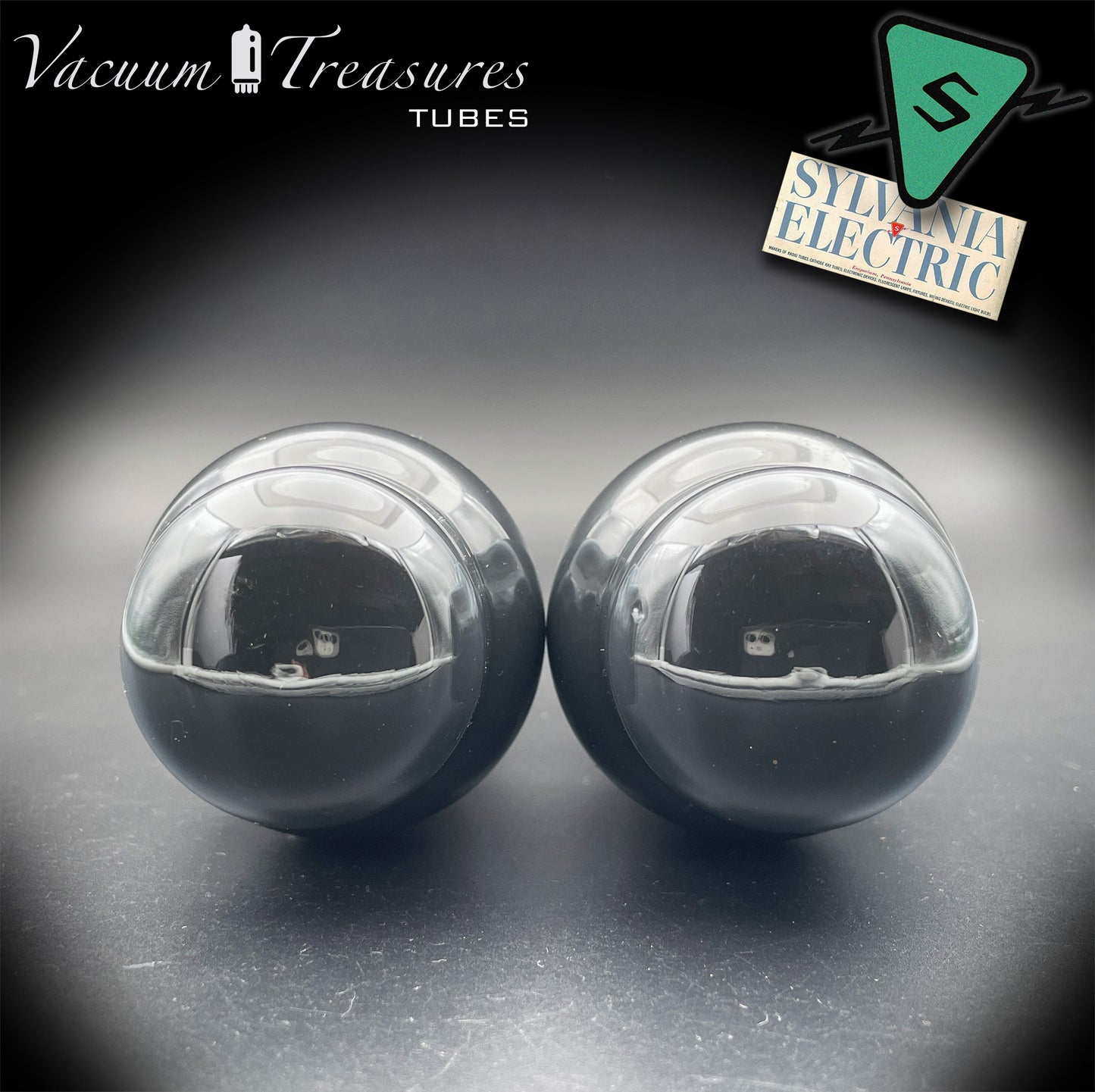 6L6G SYLVANIA Smoked Glass Square Bottom Getter - Pair - Same Factory Code 052 - Amplitrex Tested - STRONG