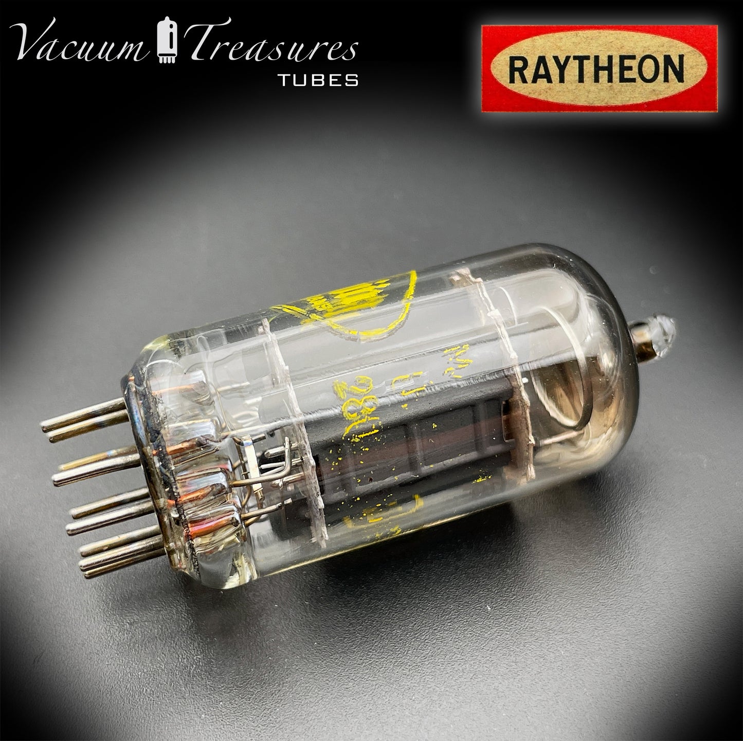 12AX7 ( ECC83 ) RAYTHEON Long Gray Plates Labeled Baldwin Organ O Getter Tested Tube