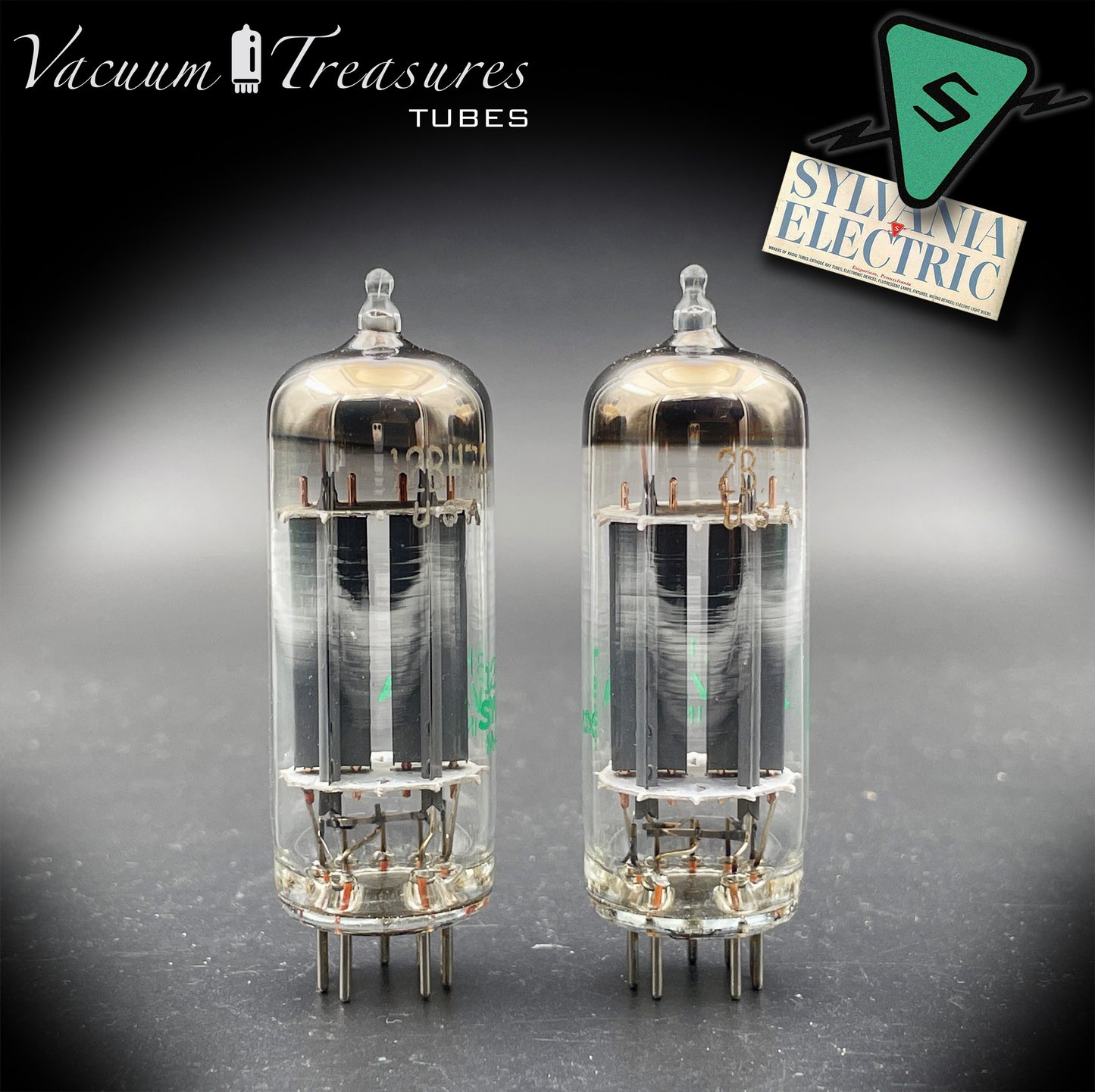 12BH7A NOS NIB Sylvania Gray Plates Halo Getter Matched Pair Tubes USA 1975