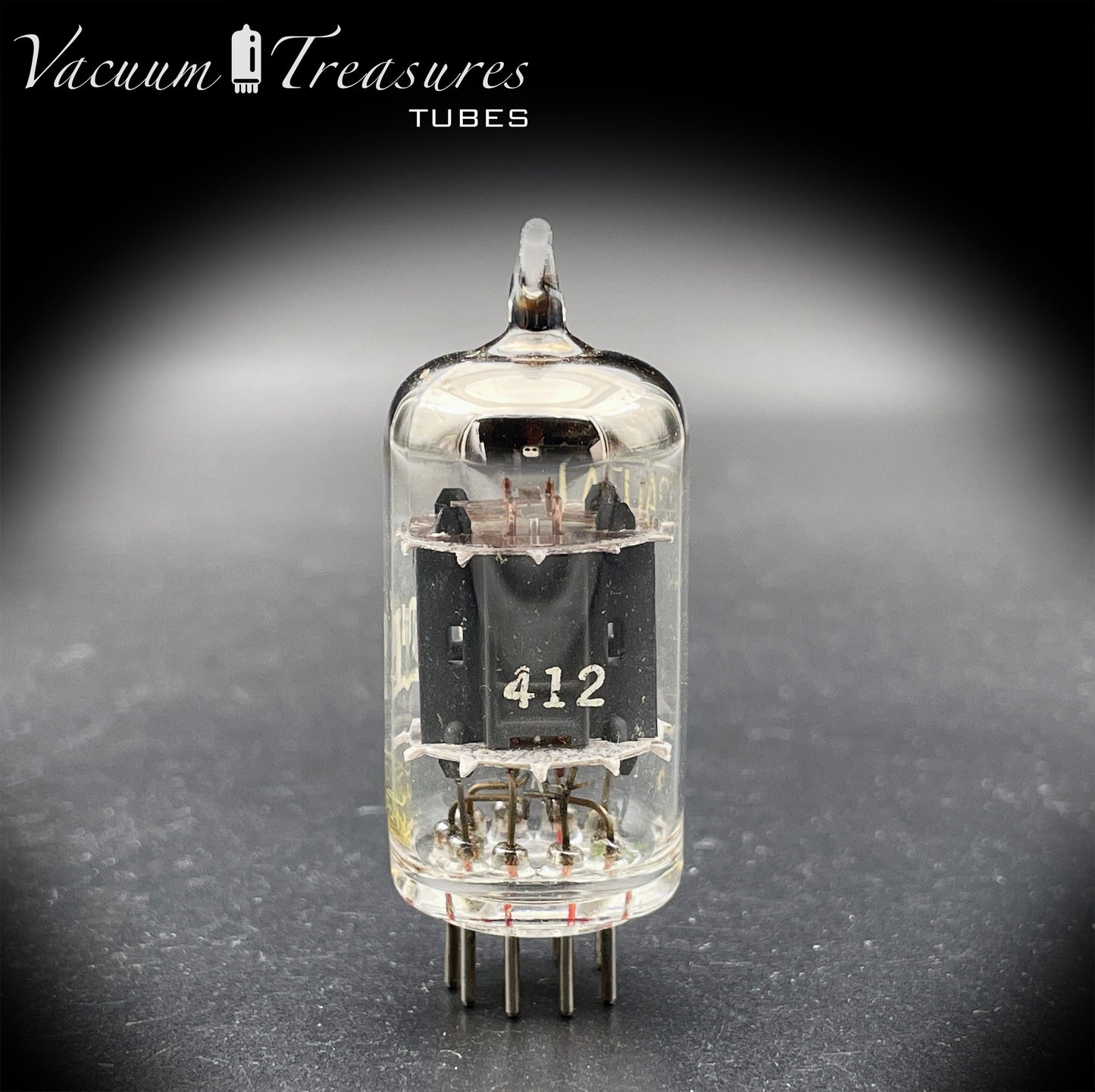 12AU7 / ECC82 NOS ITT Short Gray Plates Halo Getter AMPLITREX Tested – Low Noise & Microphonics Tube