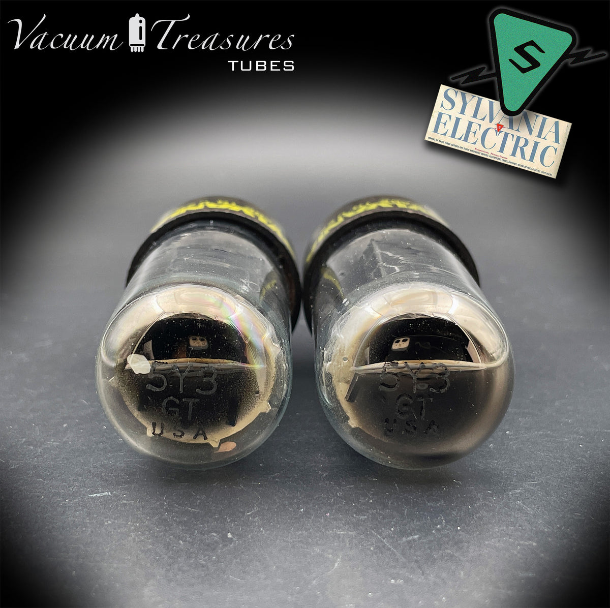 5Y3GT / 5Z2P SYLVANIA Black Plate Rectifier Tubes, Matched Pair, Made in the USA