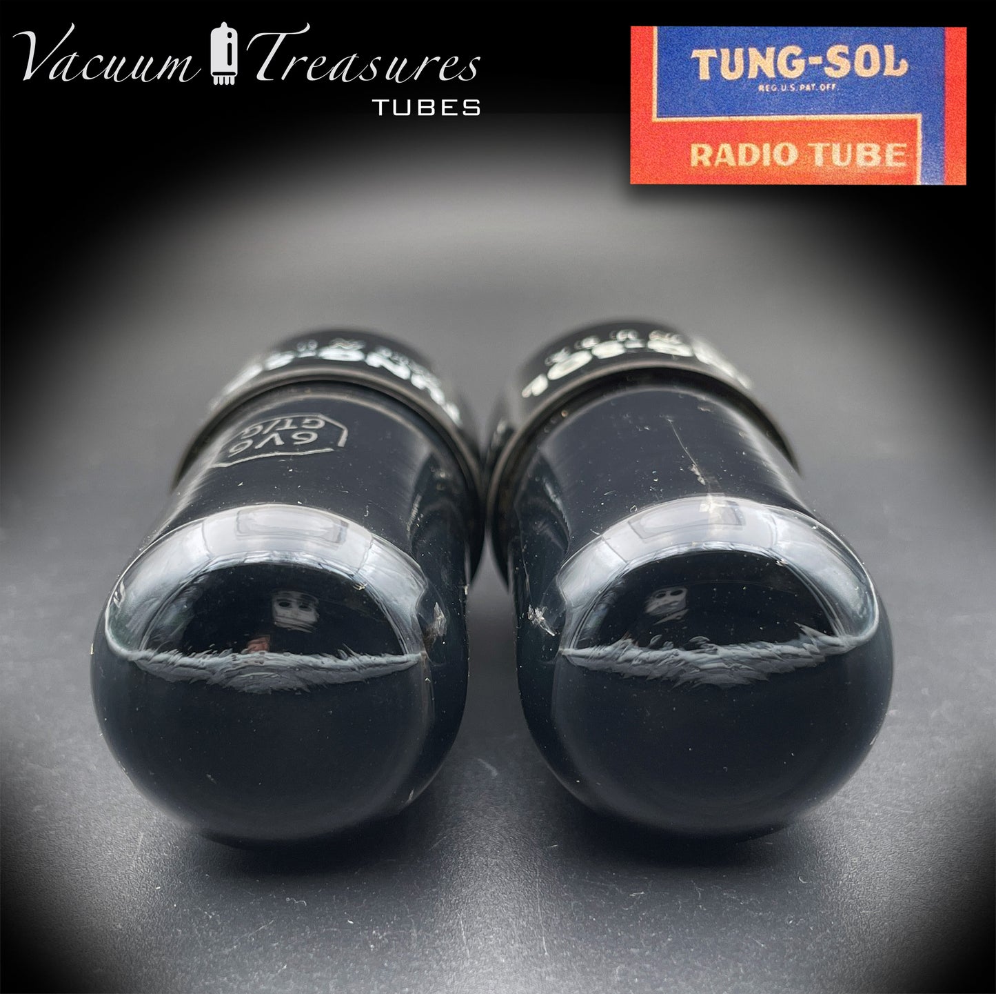 6V6 GT TUNG-SOL schwarzes Glasfolien-Getter-getestetes Paar Röhren, hergestellt in den USA '56