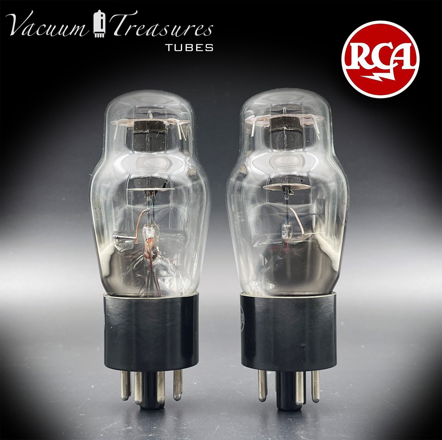 6G6G = VT-198A = 6G6GT RCA NOS NIB Matched Pair Black Plates Square Getter Power Pentode USA