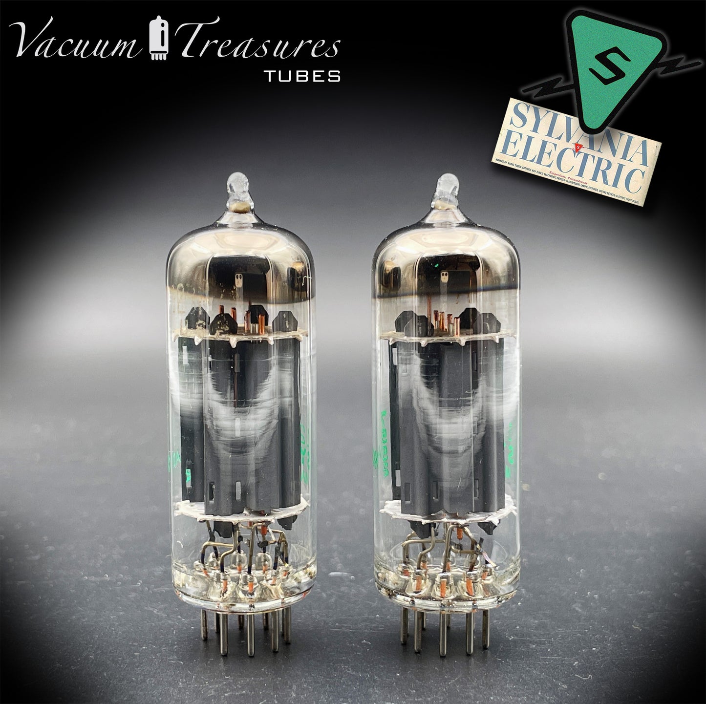 12BH7A ( 7032 ) NOS NIB Sylvania Gray Plates Halo Getter Matched Pair Tubes USA 1975