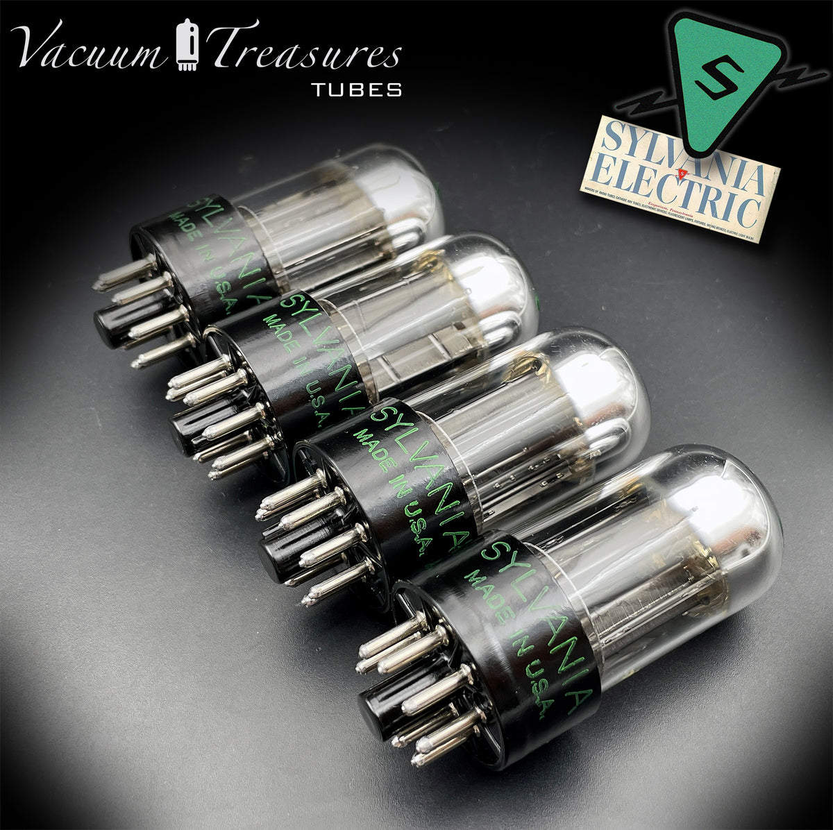 6SN7GTA NOS SYLVANIA Chrome Top Matched Quad - Same Production Code - Low Noise & Microphonics - AMPLITREX Tested