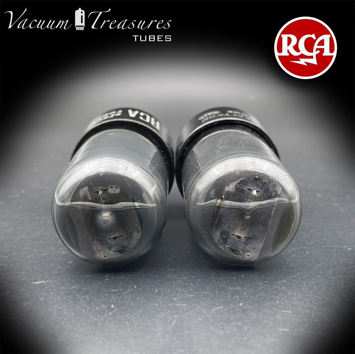 6V6GT RCA Black Plates Smoked Glass DD Getter Closely Tested Pair Tubes USA 1950s