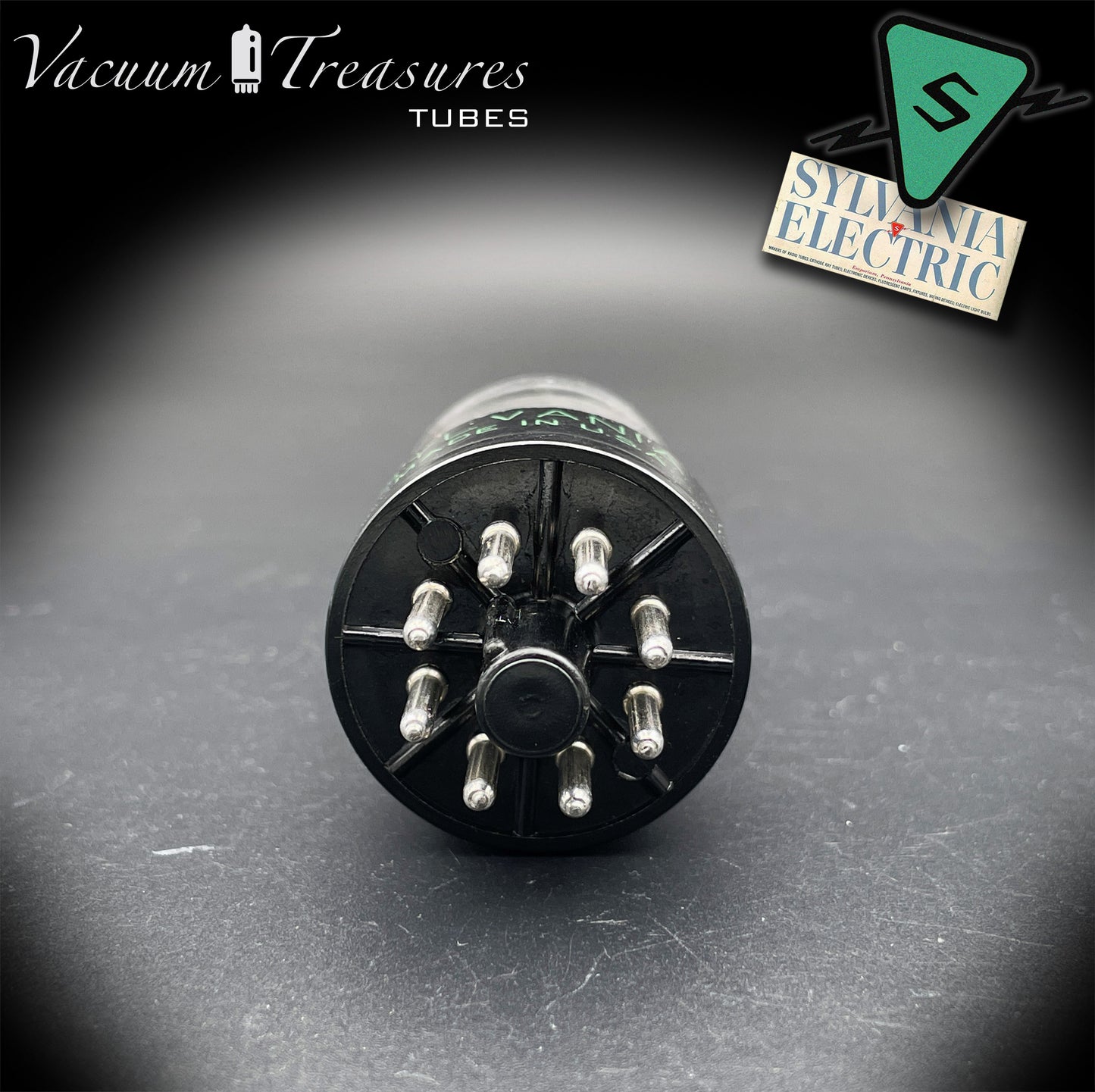 6SN7GTB NOS SYLVANIA CHROME TOP Green Dot Tested Tube Black Plates USA 1947
