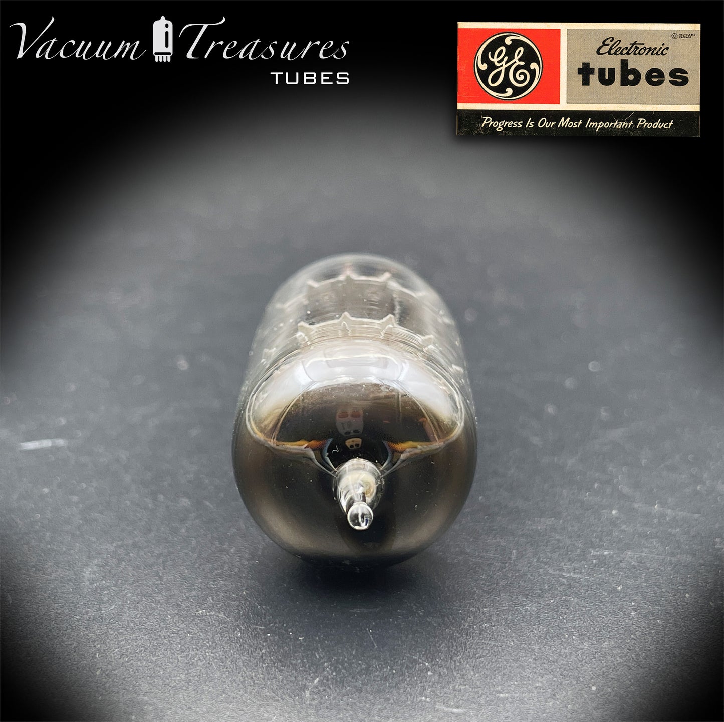 5751 GE NOS Triple Mica Black Plates Square Getter Amplitrex Tested Tube Made in USA '50s