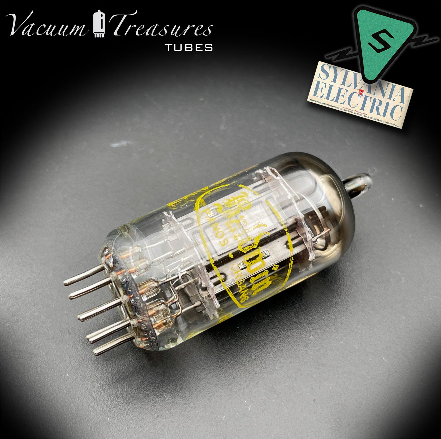 12AX7A ECC83 RAYTHEON Long Black Plates Tested Tube Made in USA '60