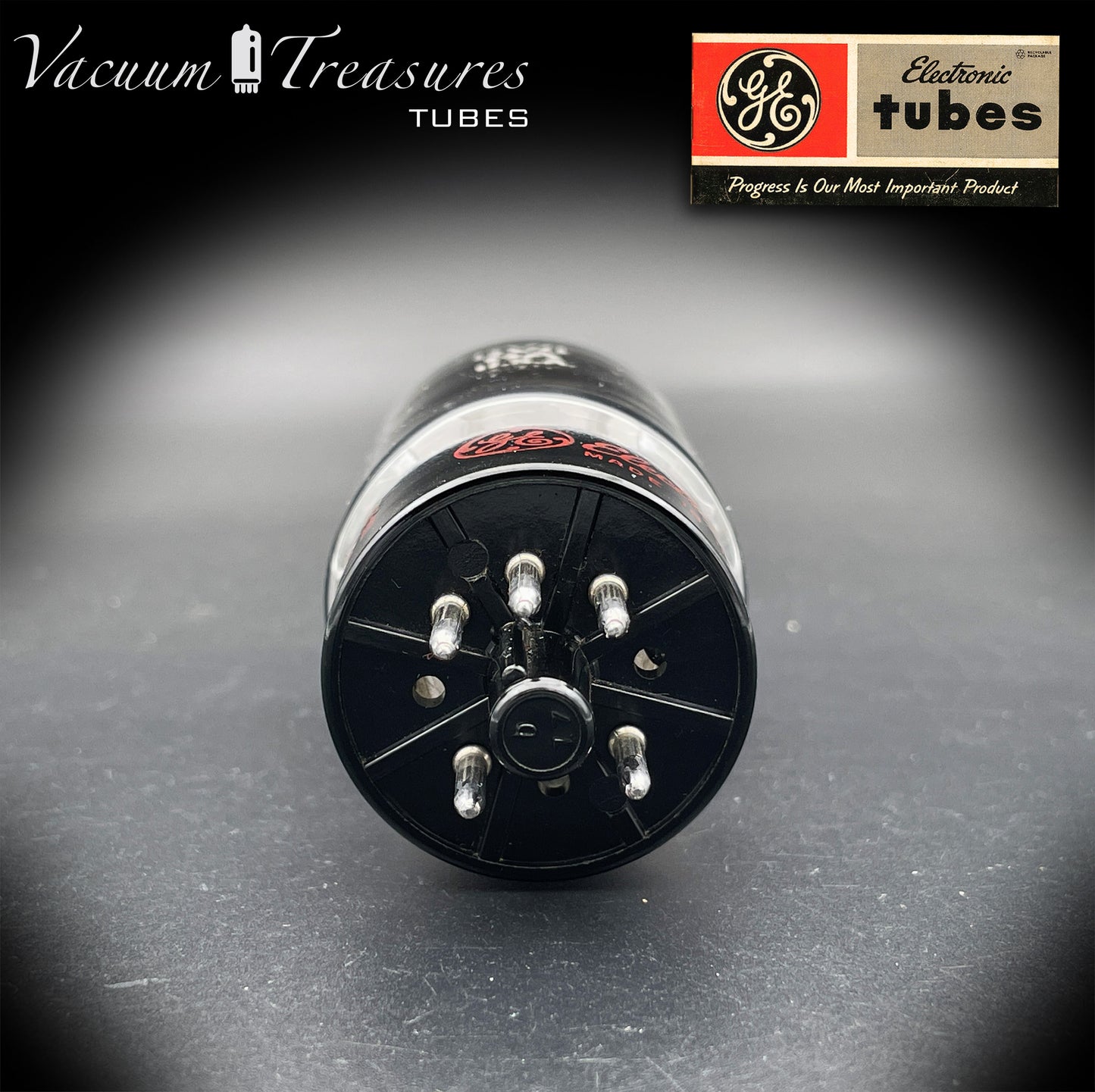 5V4GA GE NOS Gray Plates Side Square Getter Rectifier Tube Made in USA