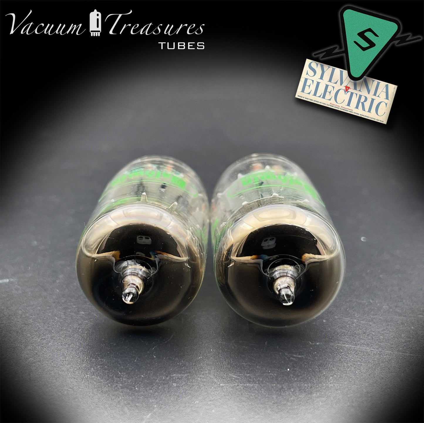 12AX7 / ECC83 Baldwin by Sylvania Matched Pair Long Gray Plates Halo Getter Made in USA