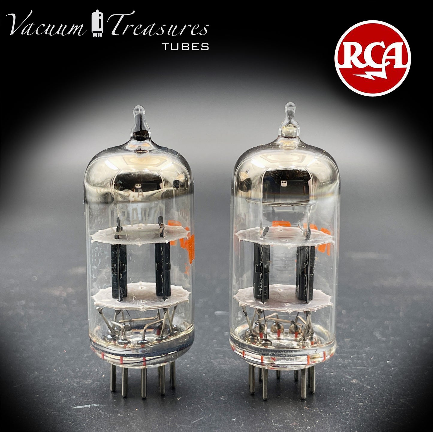 12AV7 RCA NOS NIB Black Plates Halo Getter Matched Pair Tubes Made in USA