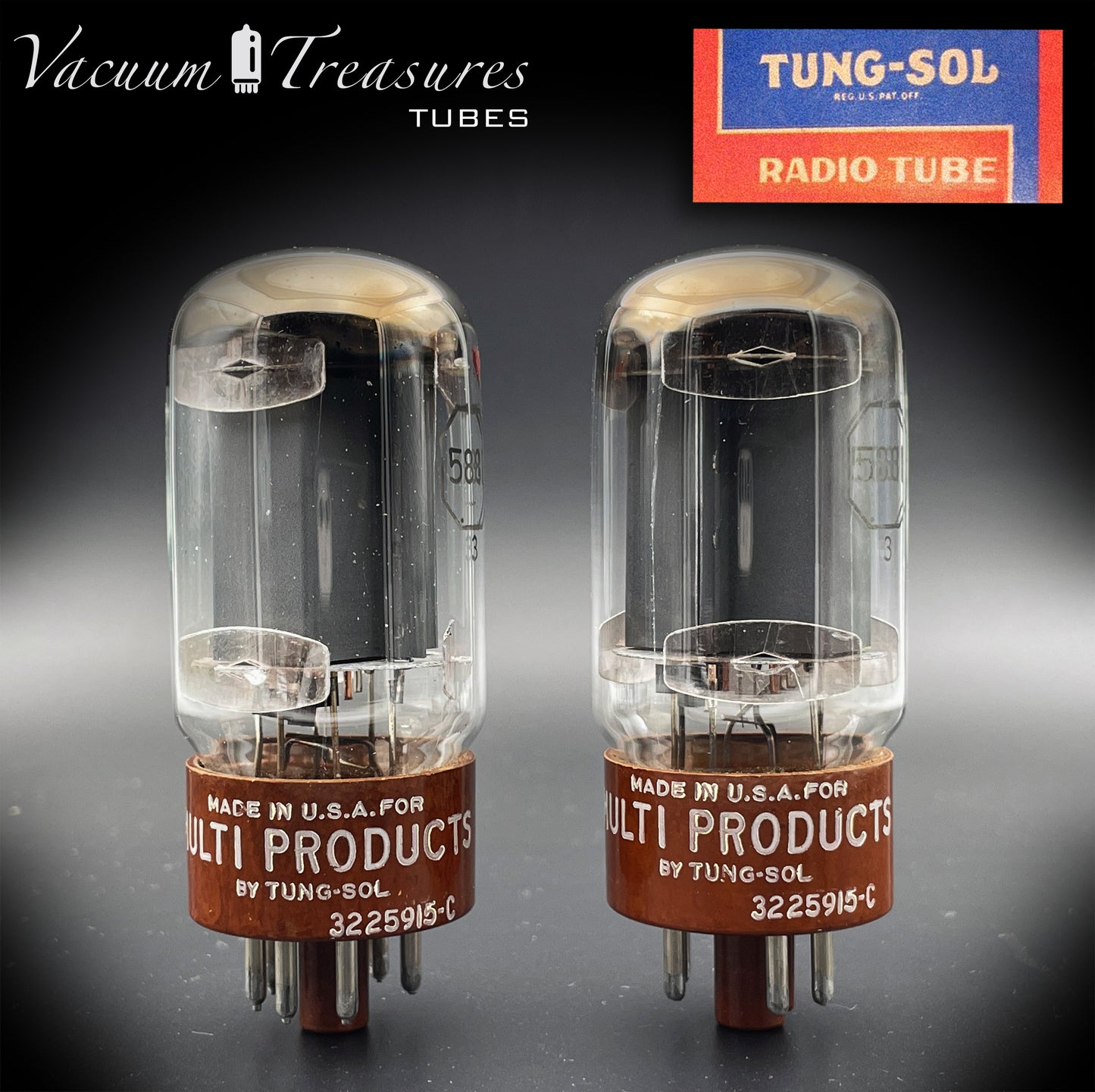 5881 (6L6WGB) TUNG-SOL NOS Par de tubos de vacío con base marrón combinados Fabricado en EE. UU.