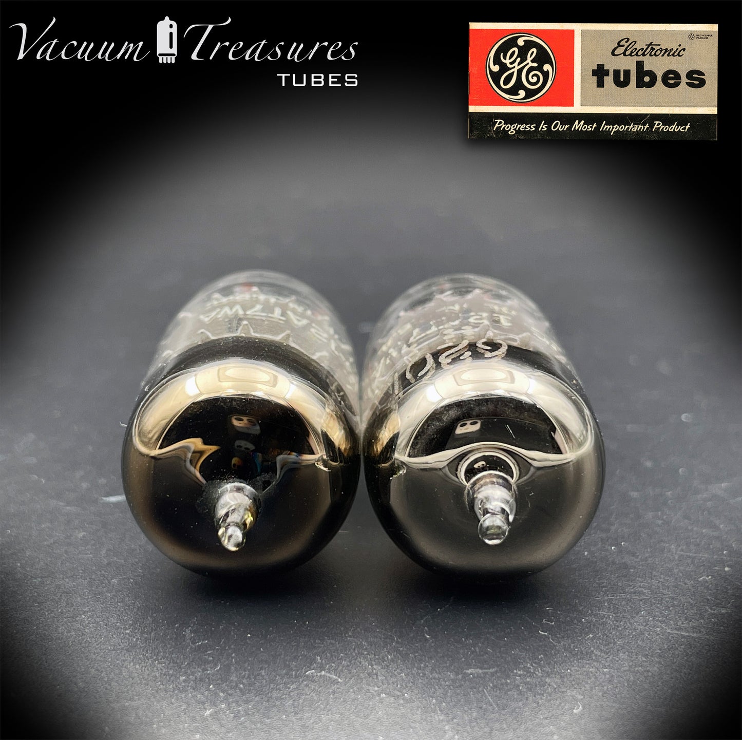 6201 JG-12AT7WA GE Tested Pair 3 Mica Black Wing Plates Made in USA