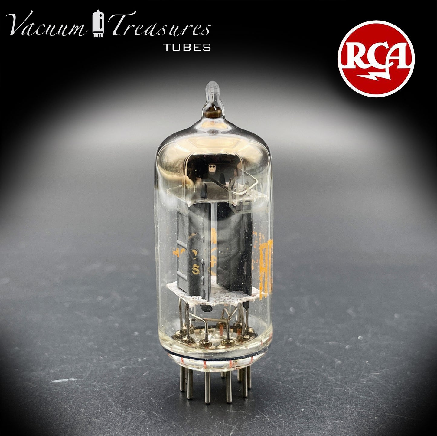 12AX7 ECC83 NOS RCA Long Gray Plates Square Getter Tube Made in USA '50s