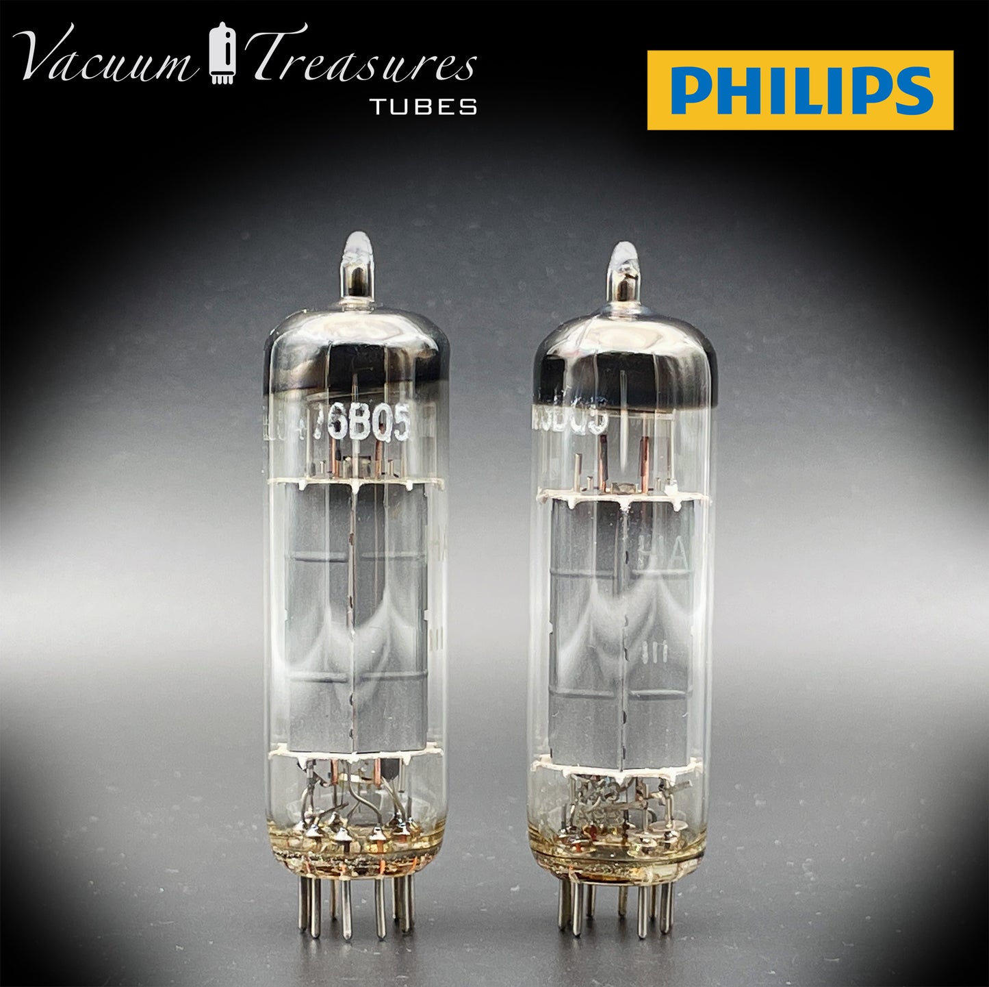 6BQ5 ( EL84 ) PHILIPS Gray Plates Halo Getter rX3 Matched Tubes Made in AUSTRIA '50s