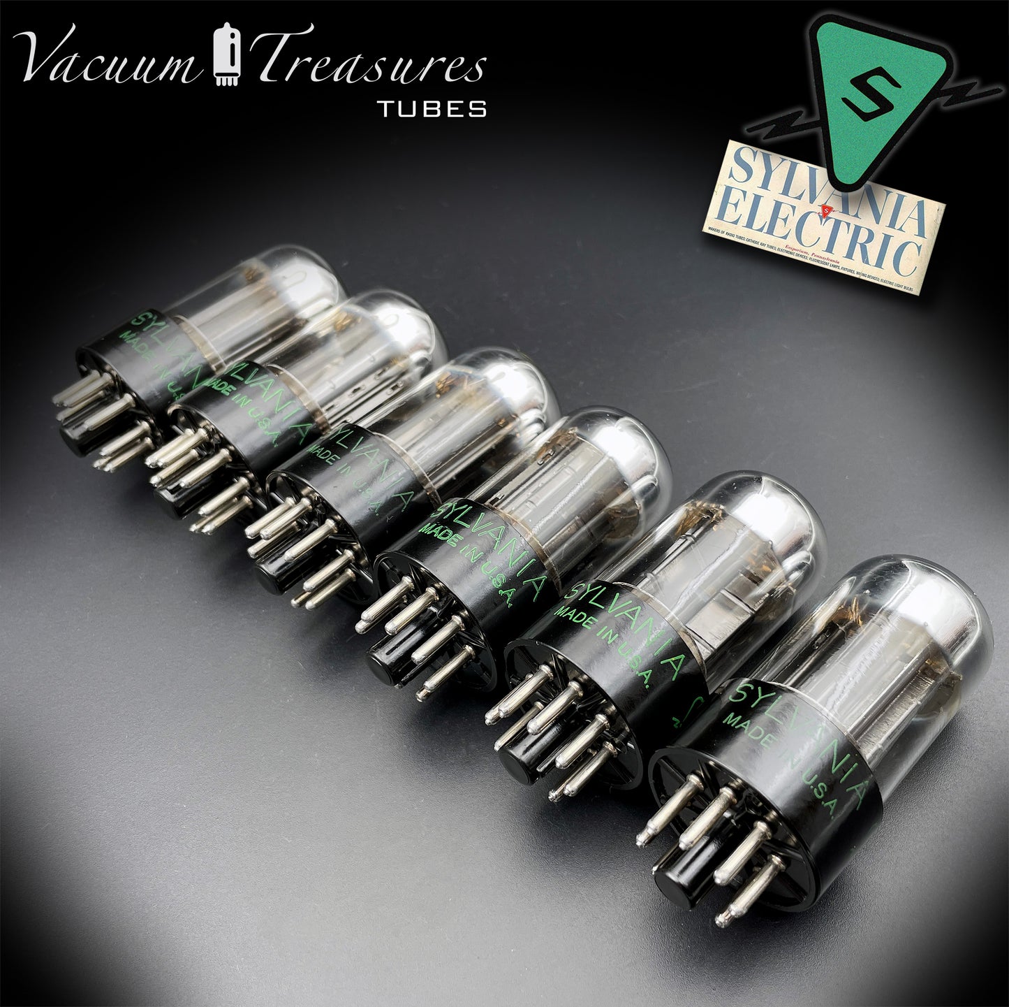 6SN7GTB NOS SYLVANIA CHROME TOP Matched Sextet -Same Codes - Tubes USA 1955