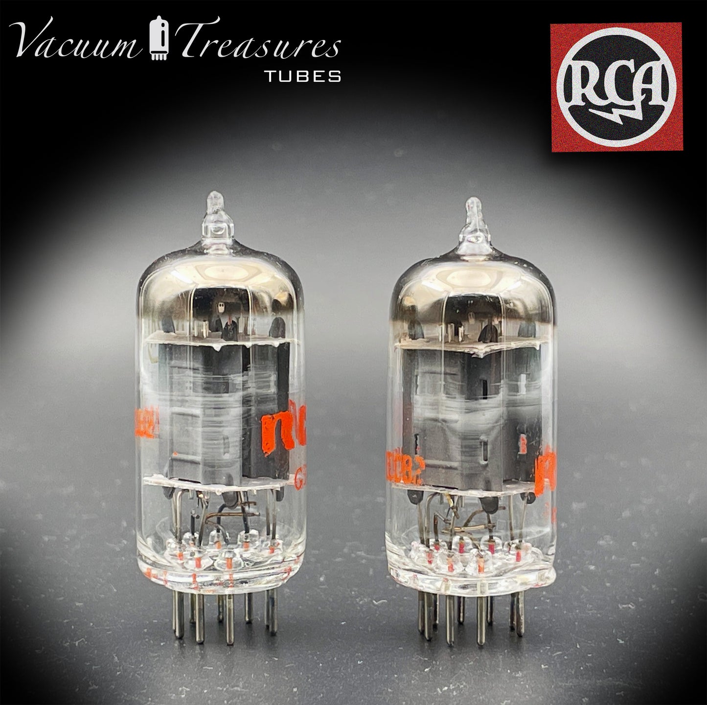 12AU7 A ( ECC82 ) RCA NOS Long Gray Plates Halo Getter Matched Tubes Made in USA