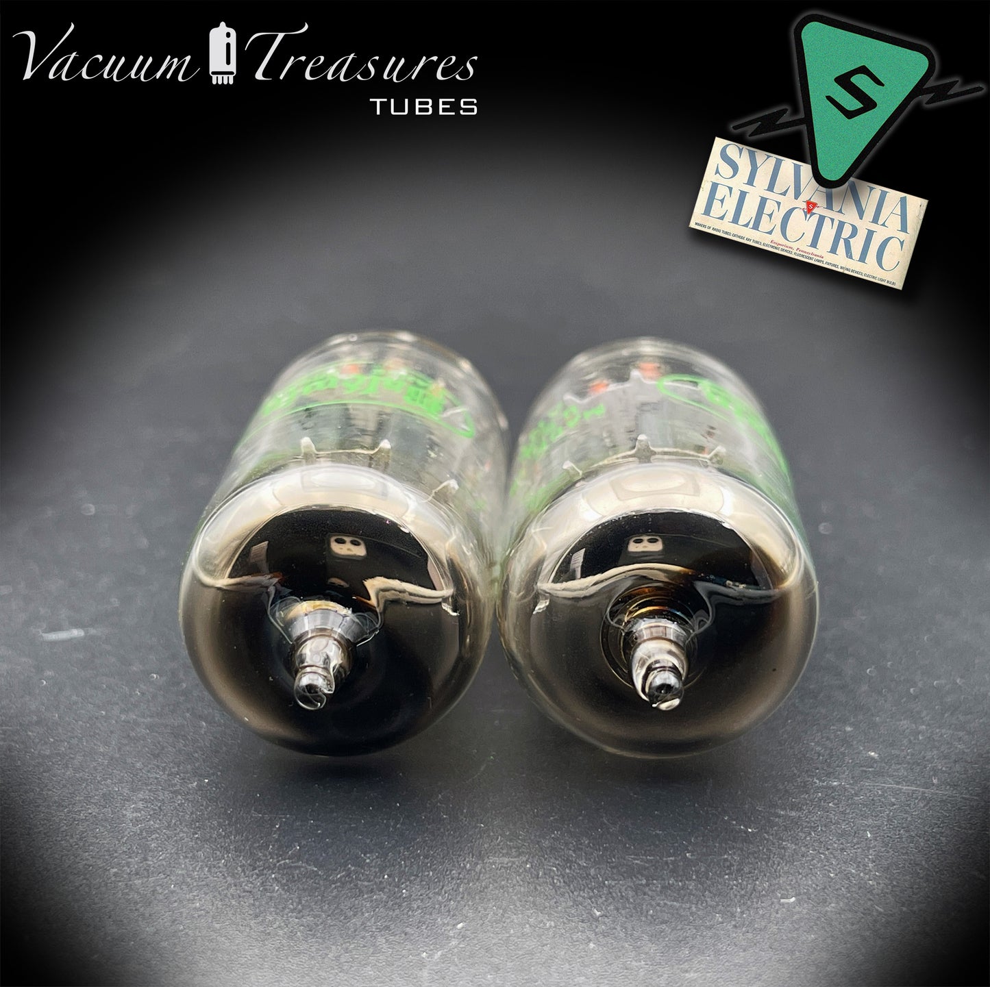 12AU7A / ECC82 NOS Baldwin by SYLVANIA Long Gray Plates Halo Getter Matched Pair Tubes Made in USA '60s