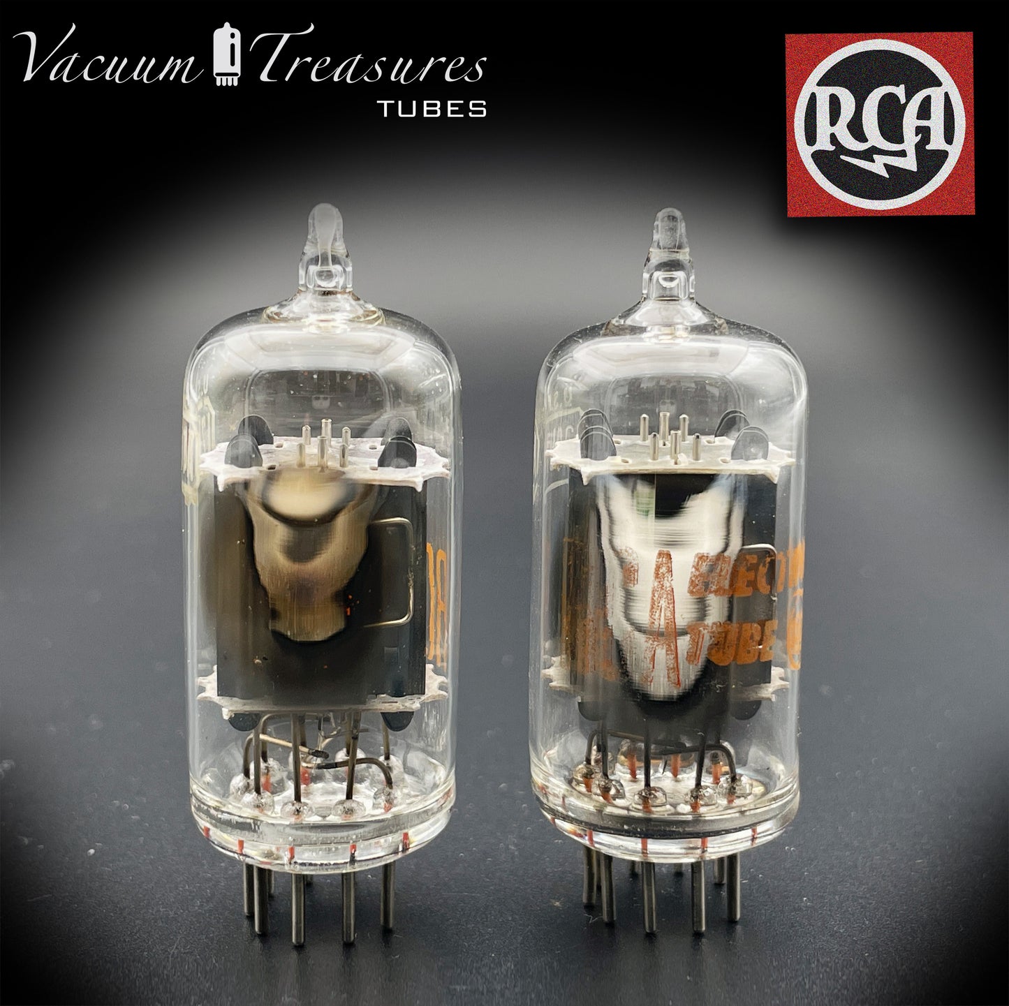 12AU7 A ( ECC82 ) RCA Clear TOP Long Gray Plates Side [] Getter Matched Tubes Made in USA