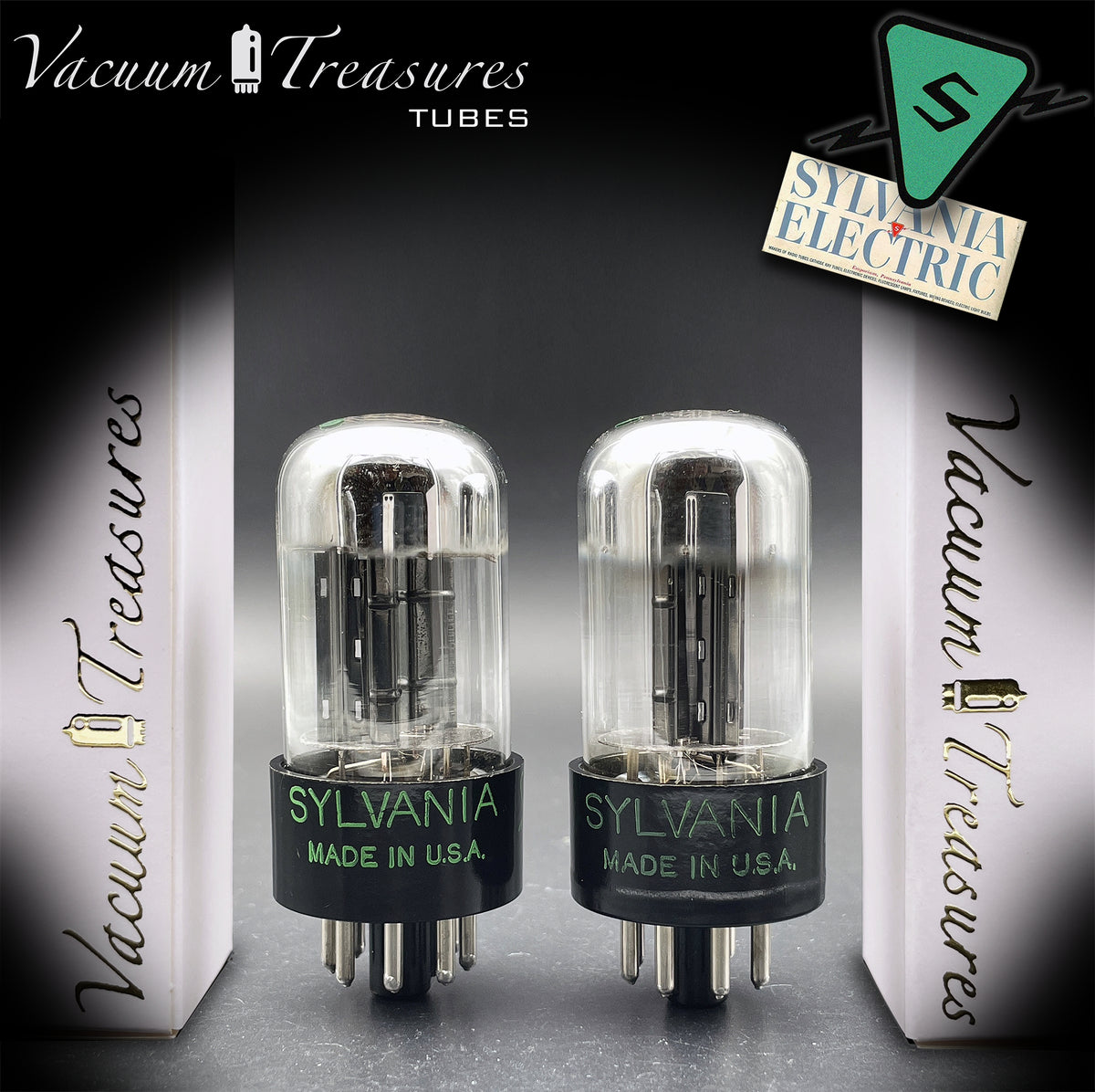 6SN7GTA NOS SYLVANIA Chrome Top Matched Pair - Same Production Code - Low Noise & Microphonics - AMPLITREX Tested