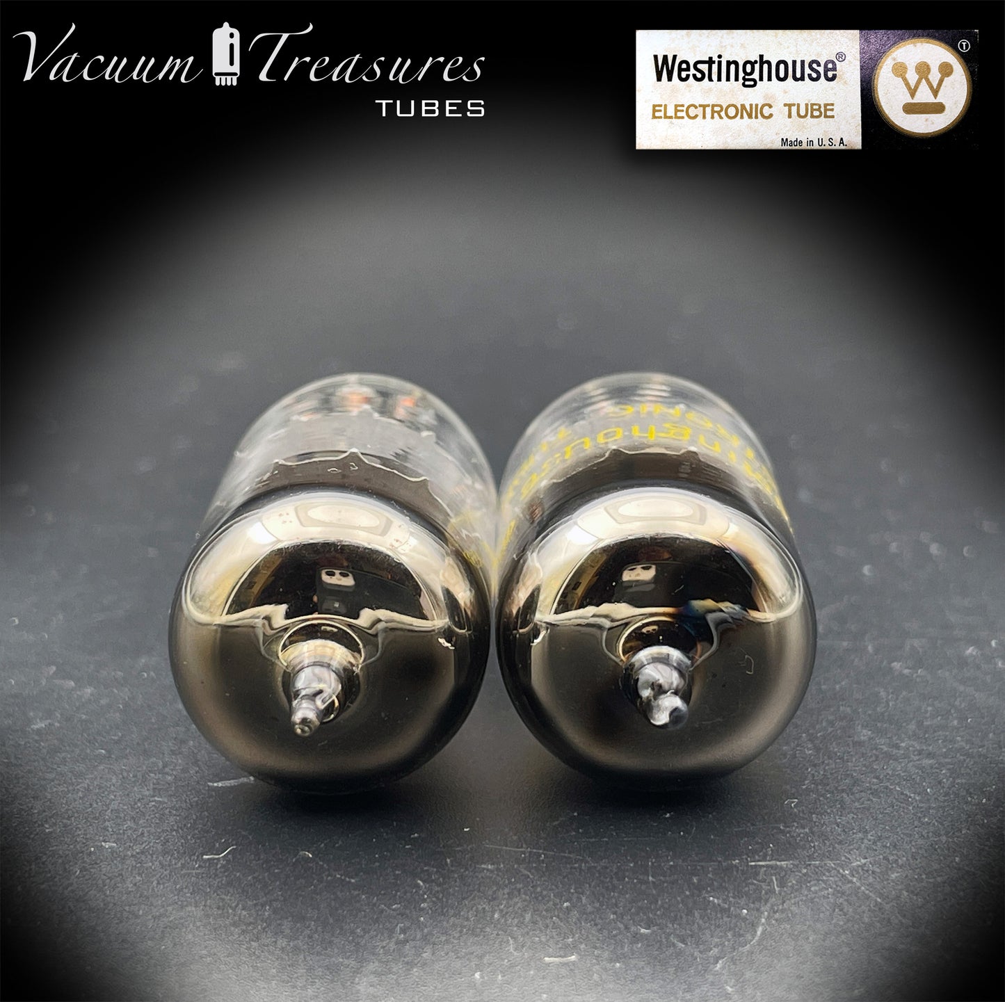 12AT7 / ECC81 Westinghouse Black Plates Halo Getter Matched Pair – Tested STRONG – Made in Canada '69