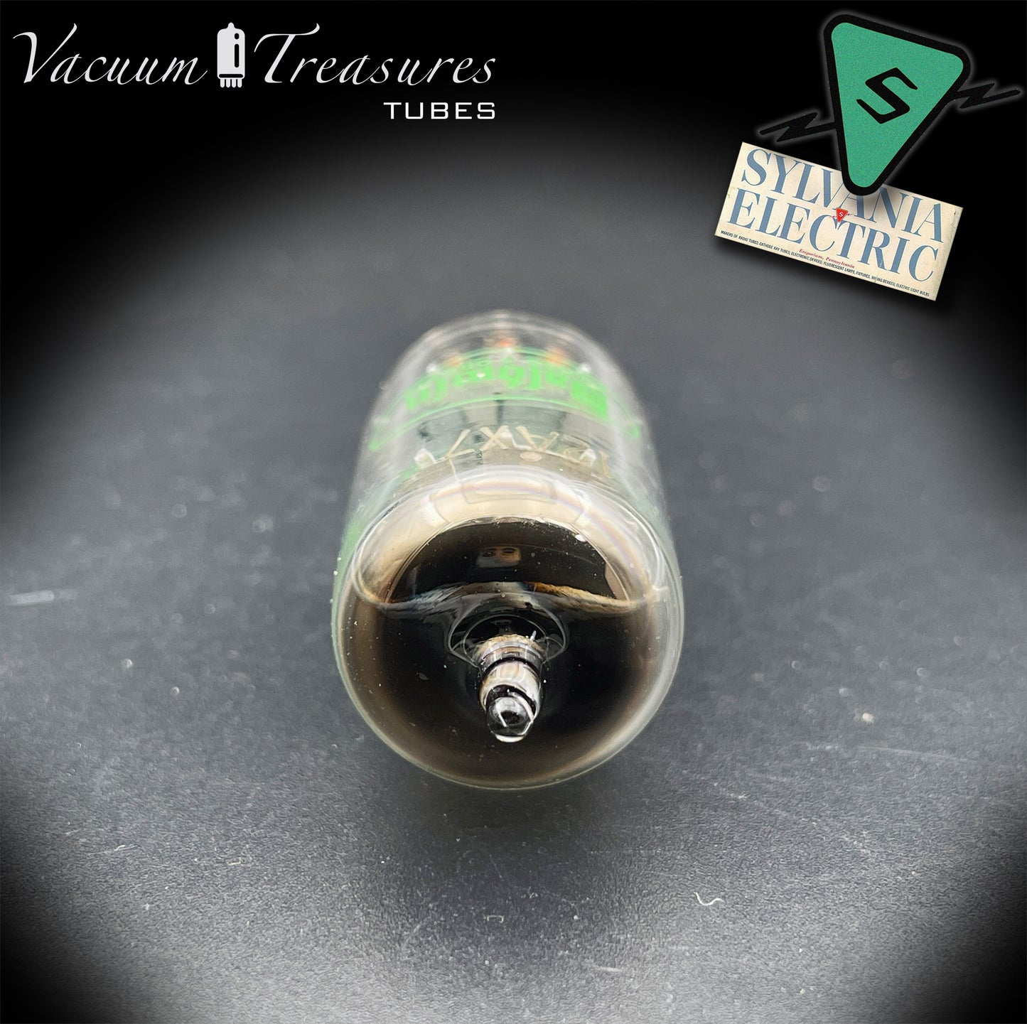 12AX7 / ECC83 NOS Baldwin by SYLVANIA Long Gray Plates Halo Getter Tested Tube Made in USA '61