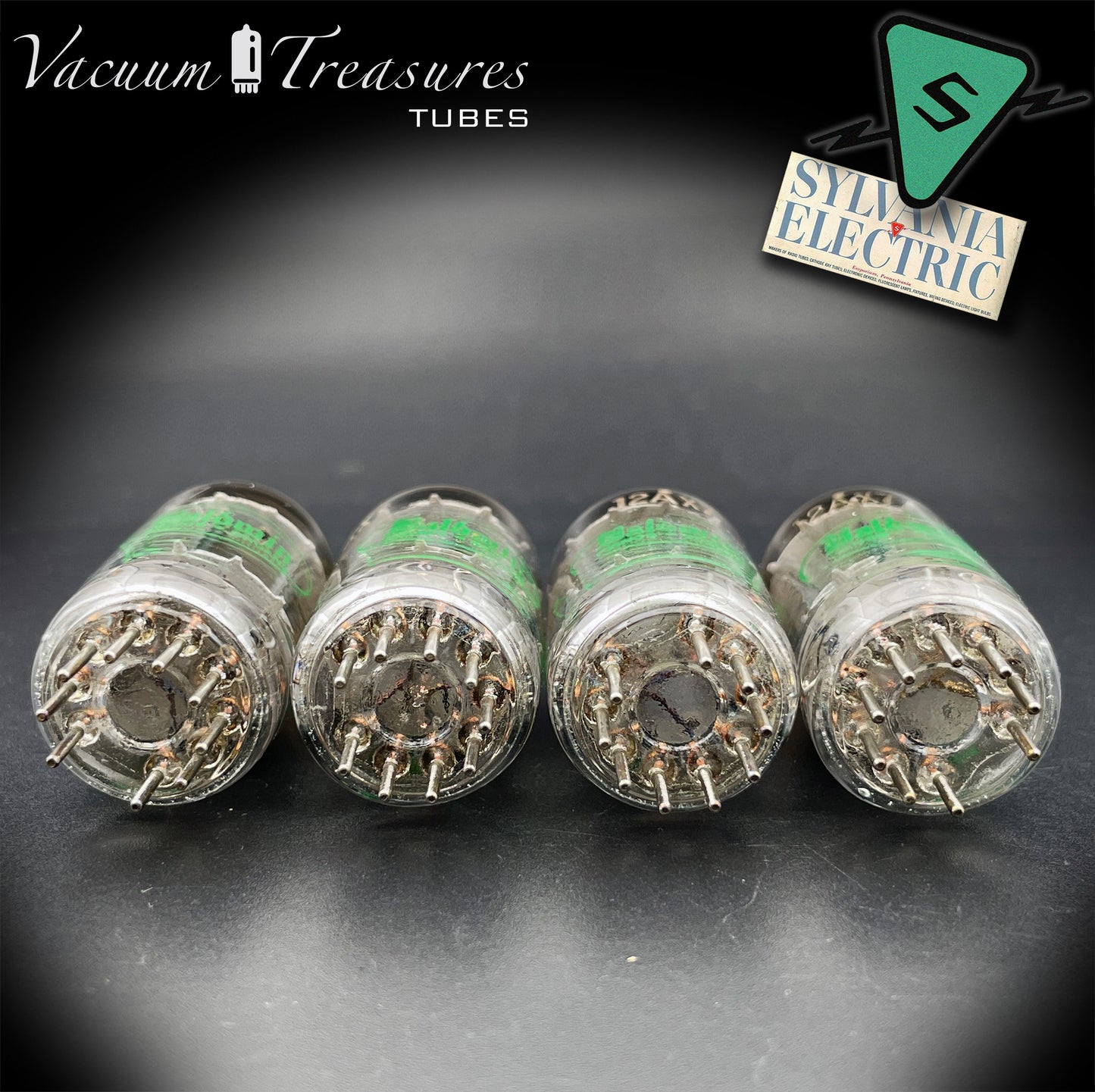 12AX7 / ECC83 Baldwin by Sylvania Matched Quad Long Gray Plates Halo Getter Made in USA