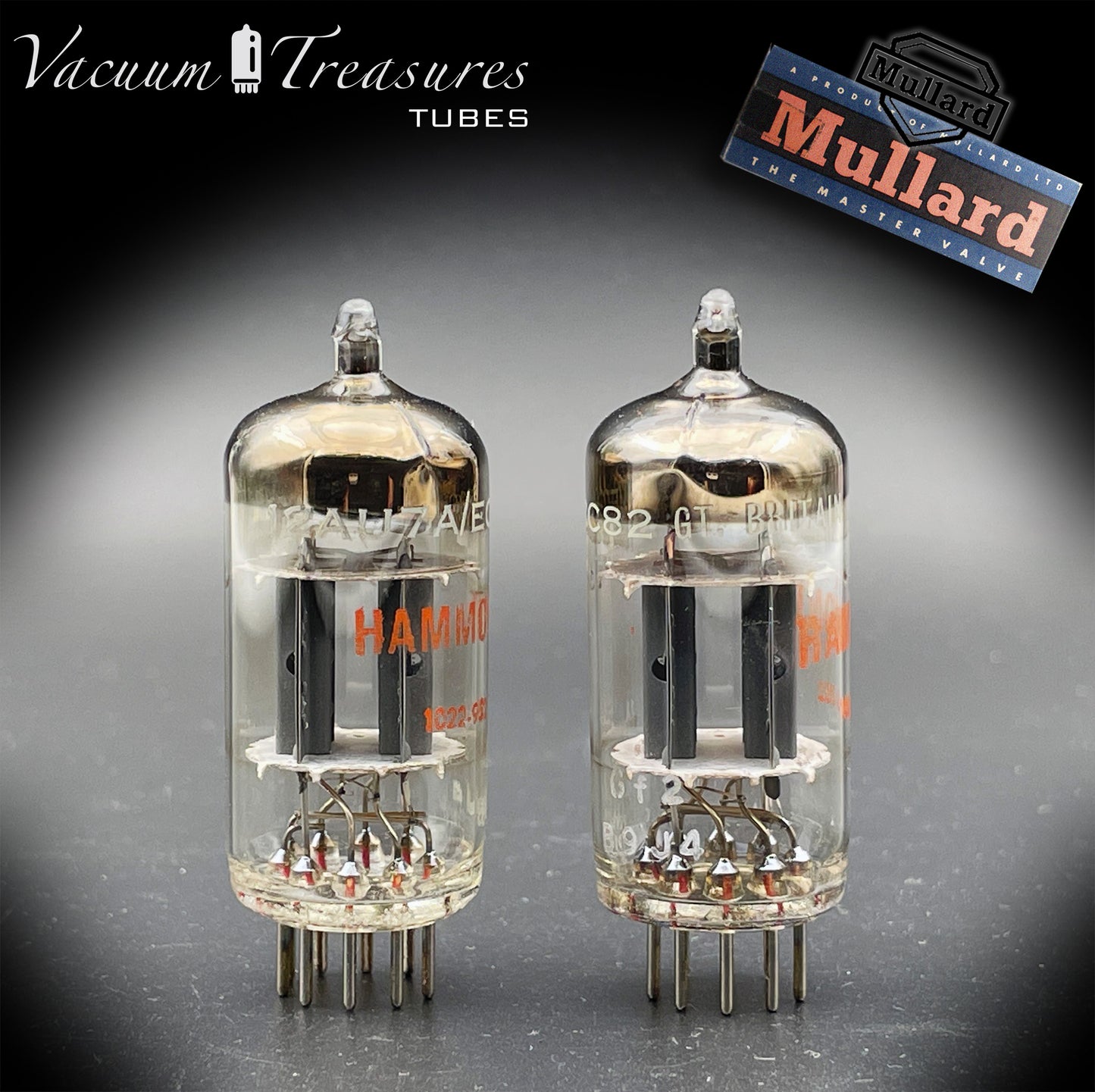 12AU7 ( ECC82 ) NOS MULLARD Blackburn Short Plates Matched Pair Tubes Made in GT. BRITAIN