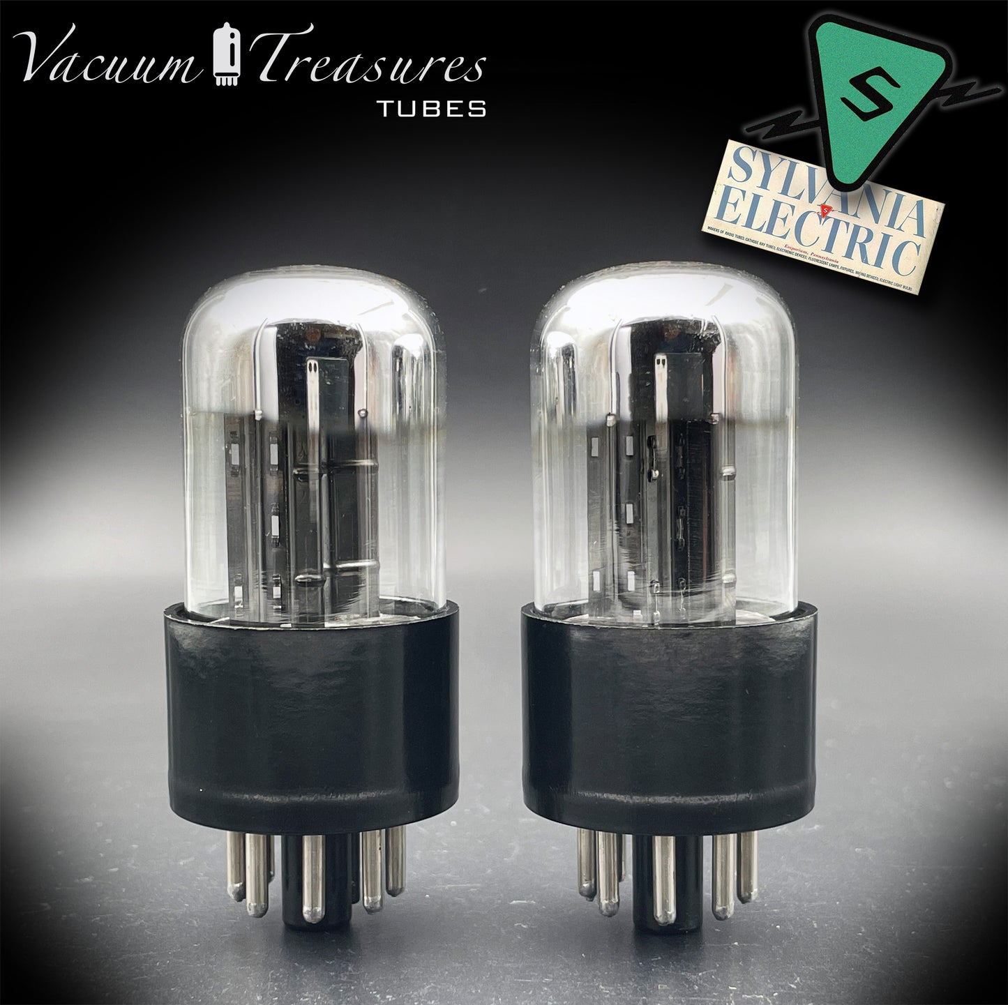 6SN7GTA NOS SYLVANIA CHROME TOP Matched Pair Same Code AMPLITREX Low Noise Tubes
