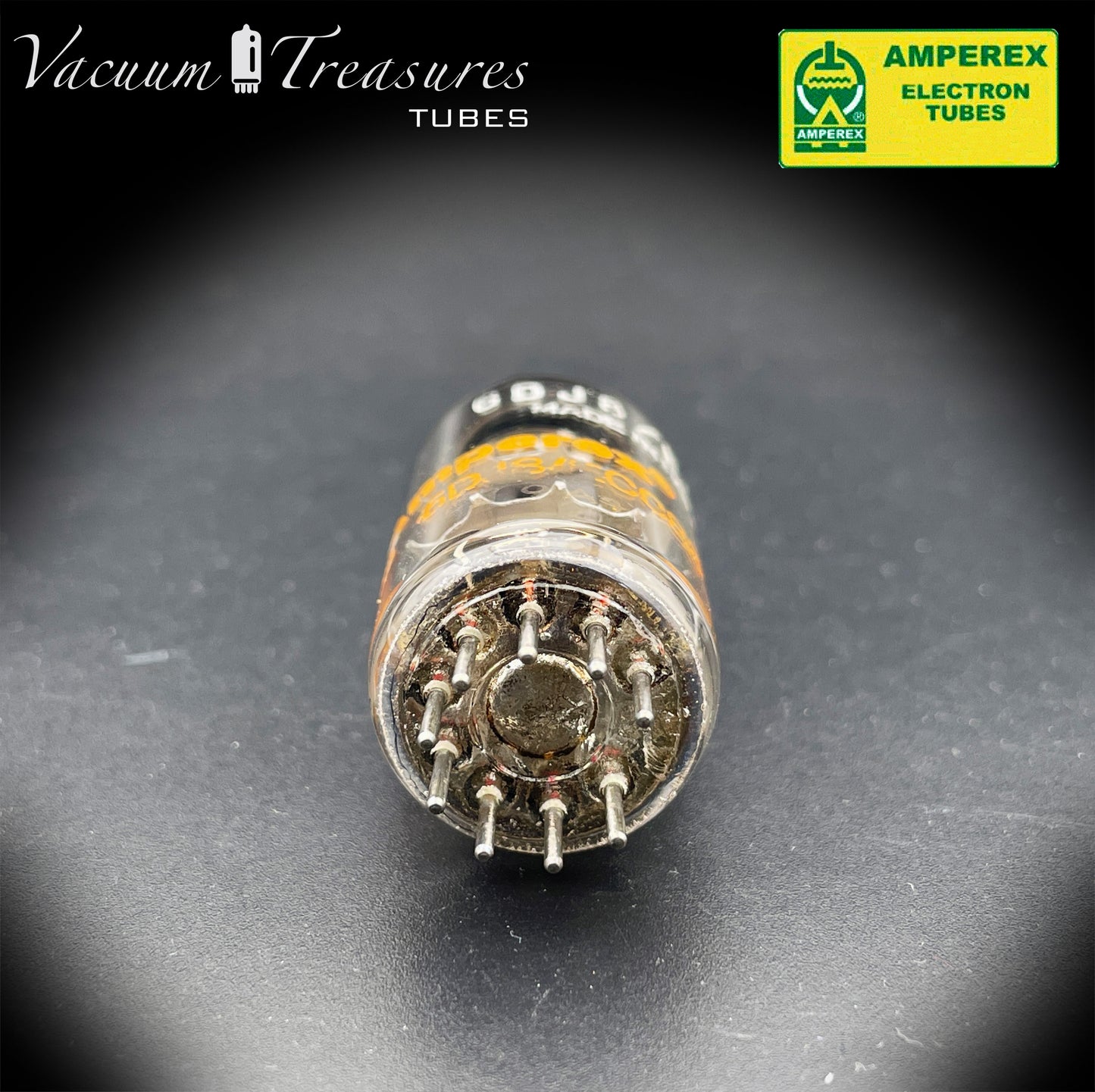 ECC88 6DJ8 NOS AMPEREX Disc Getter AMPLITREX Tested Tube Made in HOLLAND '60s