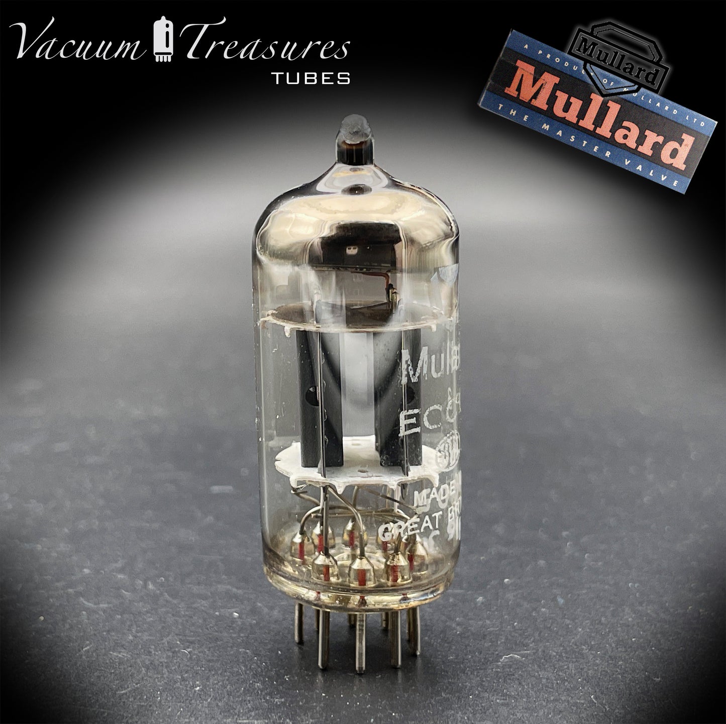 12AX7 / ECC83 NOS MULLARD Blackburn 1964 – Short Gray Plates – Halo Getter – Low Noise & Mic