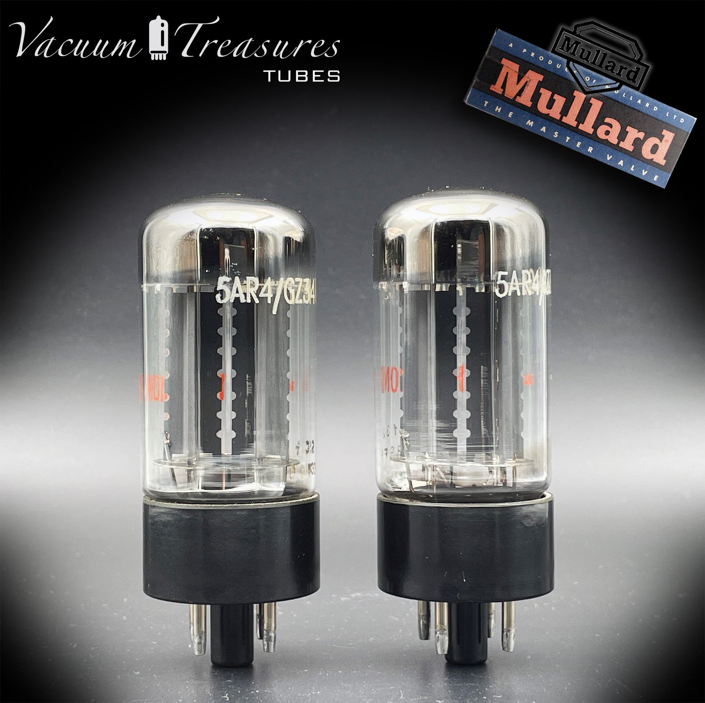 5AR4 ( GZ34 ) NOS MULLARD for HAMMOND, Blackburn plant, 7 Notch Copper Plates, Matched Pair Tubes Rectifiers Made in GT. BRITAIN