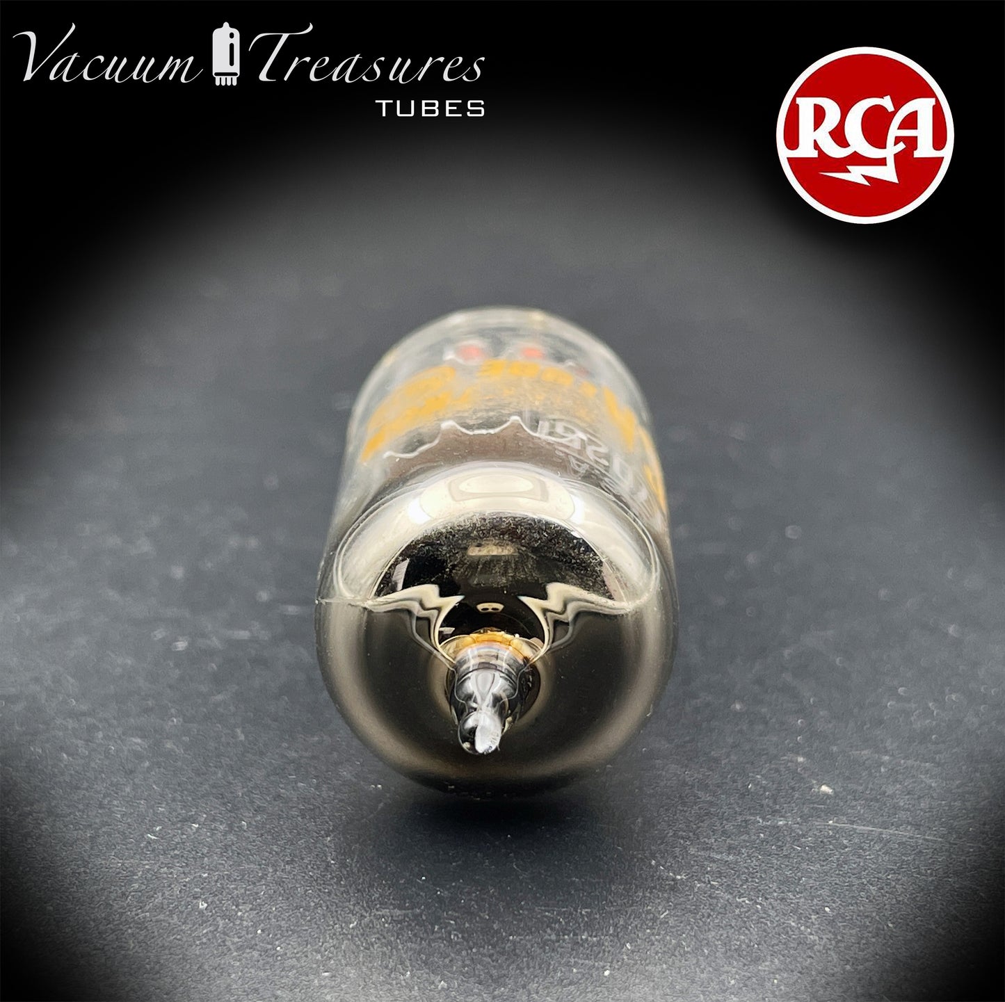 7025 / 12AX7 RCA Short Gray Plates Halo Getter Tested Tube Made in USA '60s