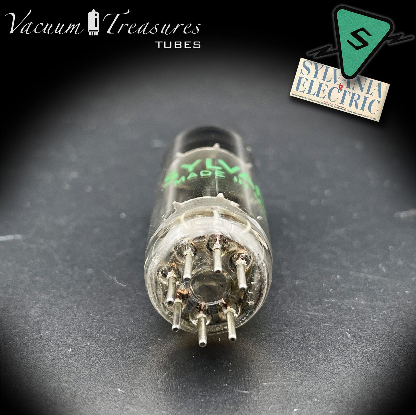 6X4 EZ90 NOS SYLVANIA Black Plates Halo Getter Tested Rectifier Tube USA 1952