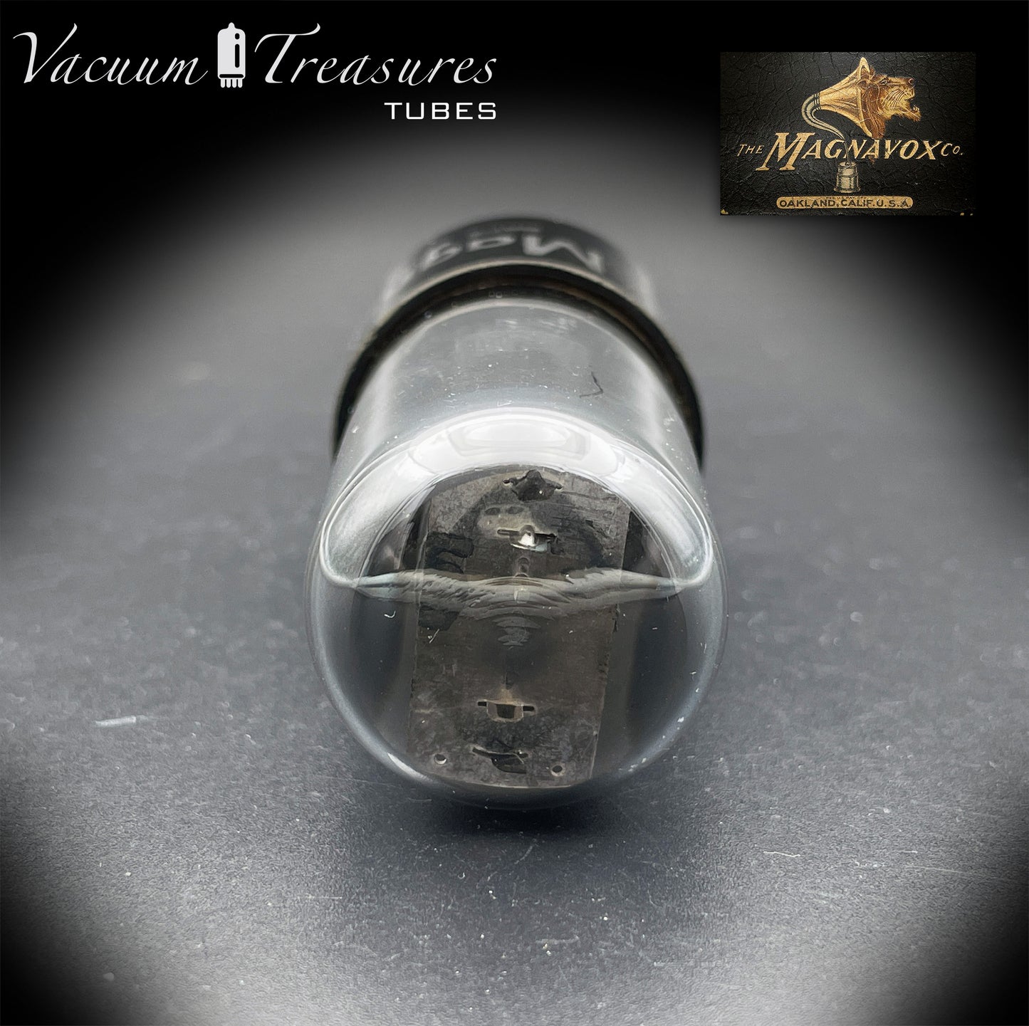 6V6GT Magnavox by RCA Smoked Glass AMPLITREX Tested Tube Black Plate DD Getter Made in USA '55