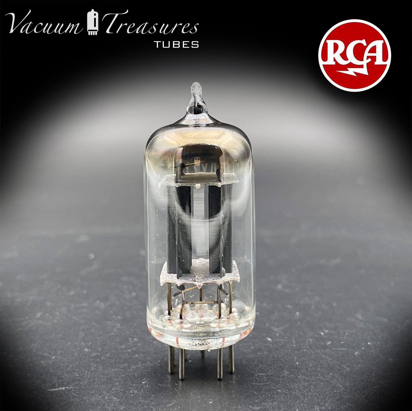 12AX7 / ECC83 RCA Long Gray Plates Square Tilt Getter Made in USA '50s