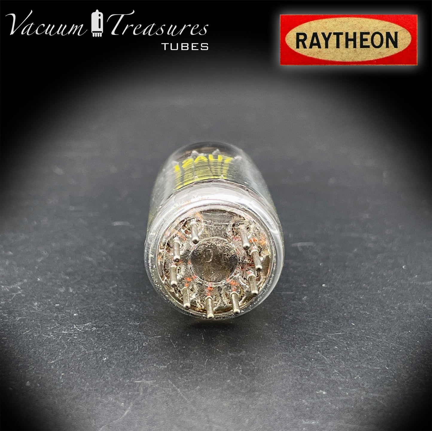 12AU7A / ECC82 Baldwin by RAYTHEON AMPLITREX Tested Tube Long Black Plates Halo Getter Made in USA '59