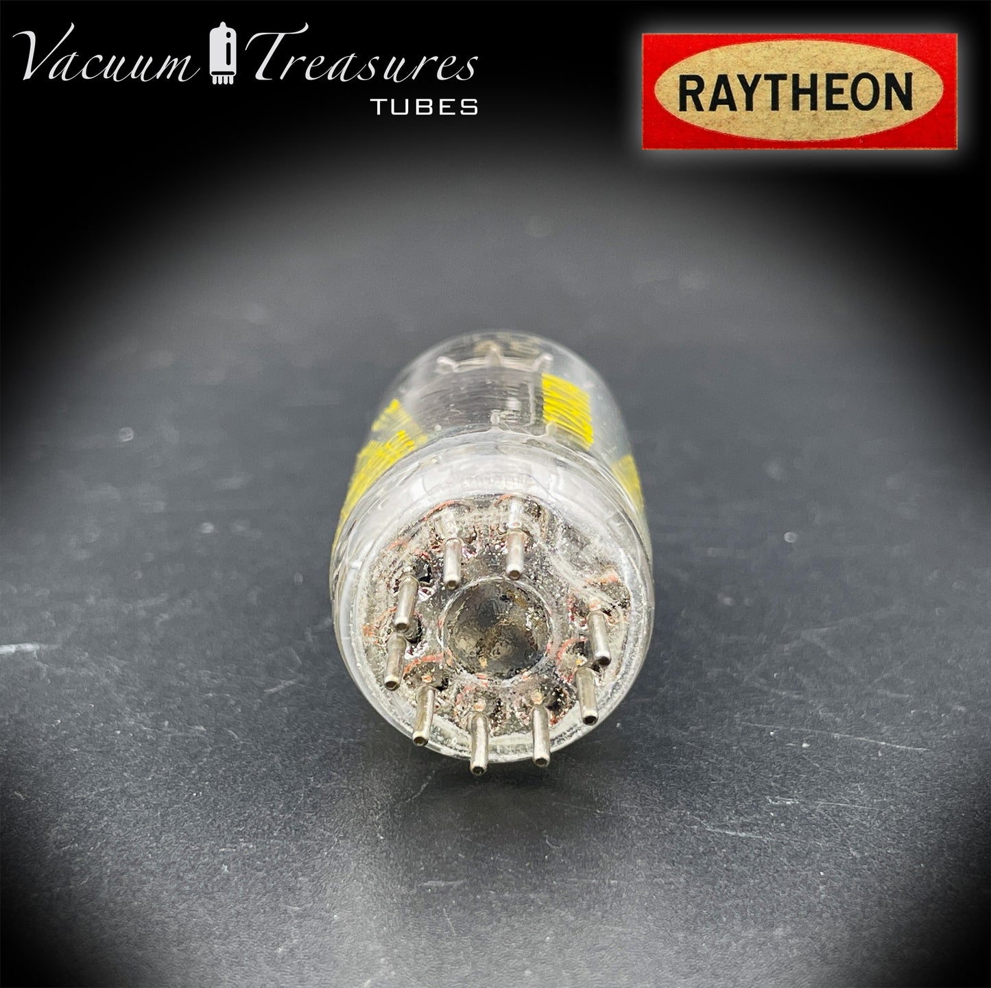 12AX7A ECC83 Baldwin RAYTHEON Tested Tube – Long Black Plates Halo Getter USA 1960s