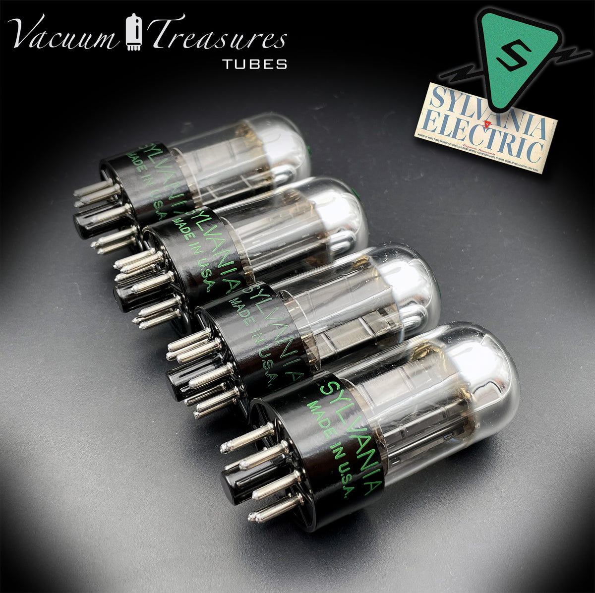 6SN7GTA NOS SYLVANIA Chrome Top Matched Quad - Same Production Code - Low Noise & Microphonics - AMPLITREX Tested