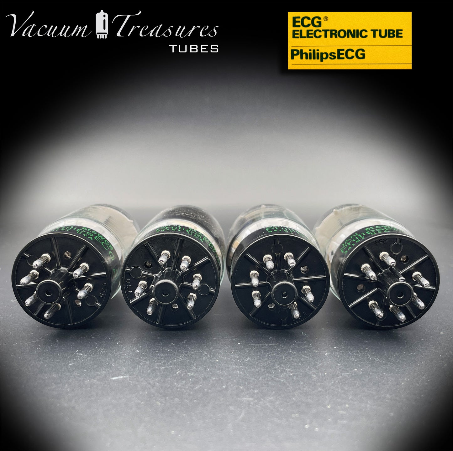 JAN 6L6WGB PHILIPS ECG Matched Quad Gray Plates Side Halo Getter AMPLITREX Tested – Same Date Code – NOS NIB