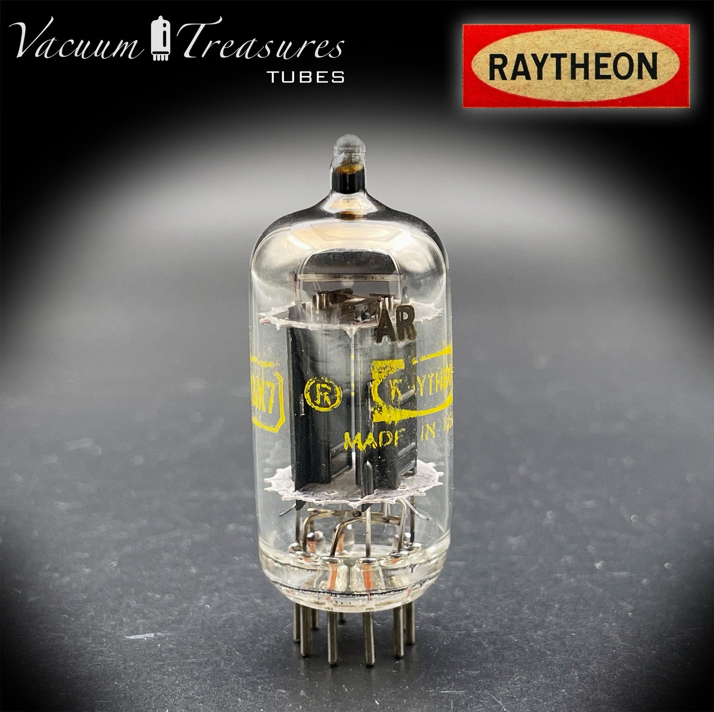 12AX7 / ECC83 NOS RAYTHEON Long Black Plates Tested Tube - Balanced - Made in USA '61