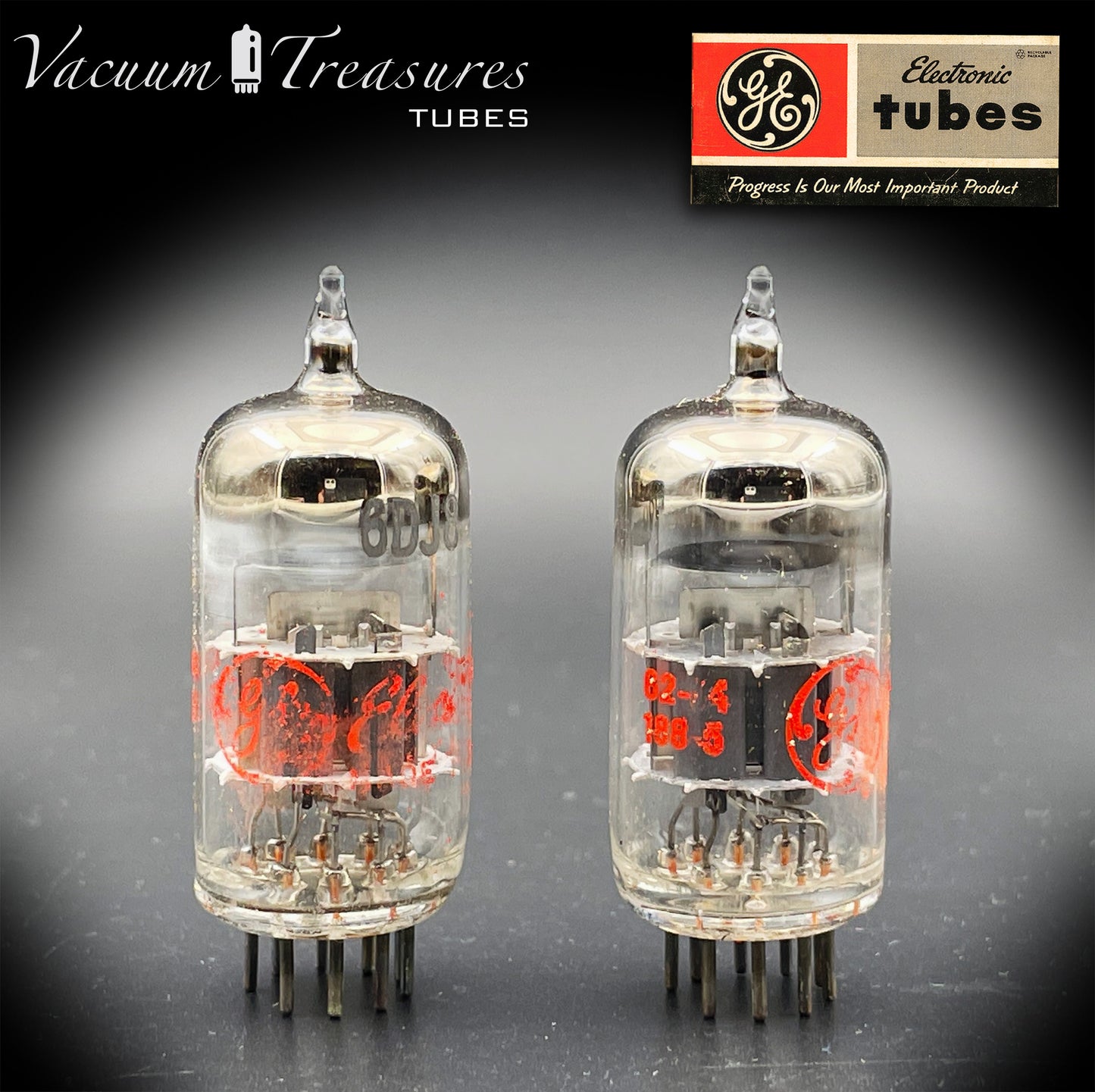 ECC88 ( 6DJ8 ) GE NOS NIB Halo Getter Matched Pair Tubes Made in USA '62