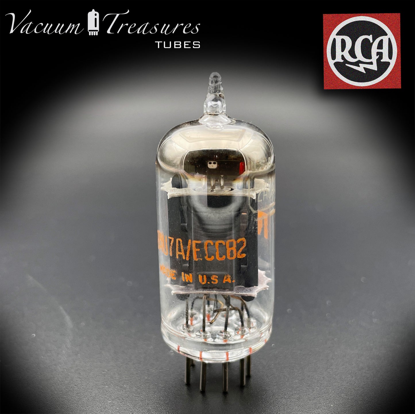 12AU7 A ( ECC82 ) RCA NOS NIB Long Gray Plates Halo Getter Tested Tubes Made in USA