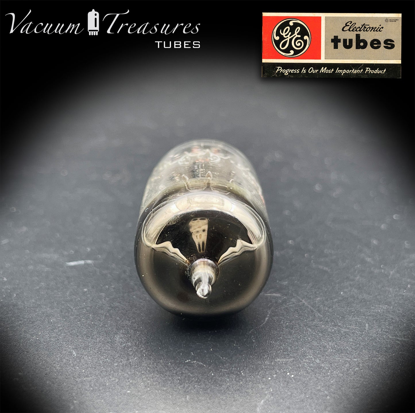 JG 5751 WA GE NOS Triple Mica Black Plates Square Getter Amplitrex Tested Tube Made in USA '55