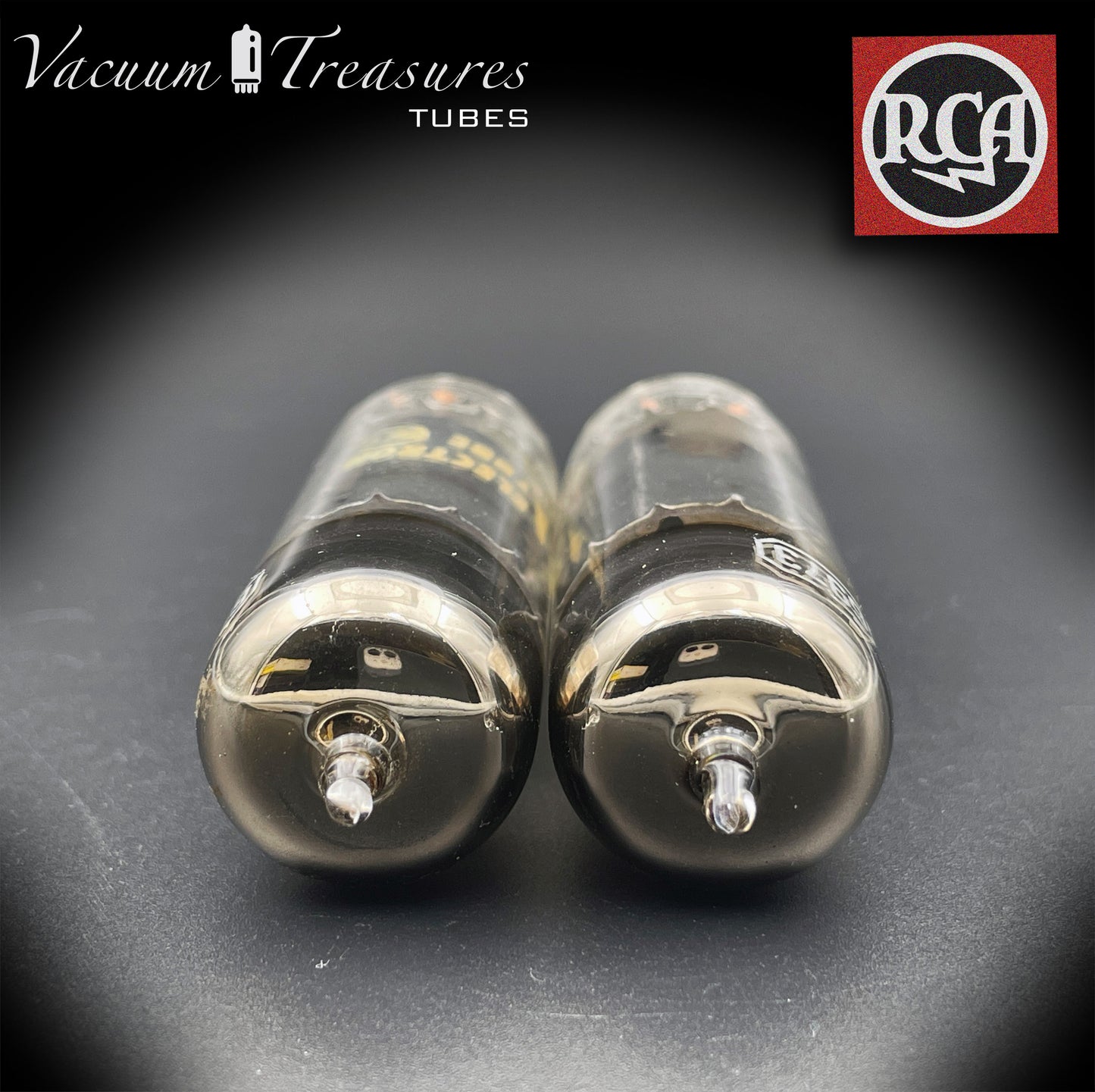 6973 RCA Black Plates Halo Getter Matched Pair Tubes Made in USA